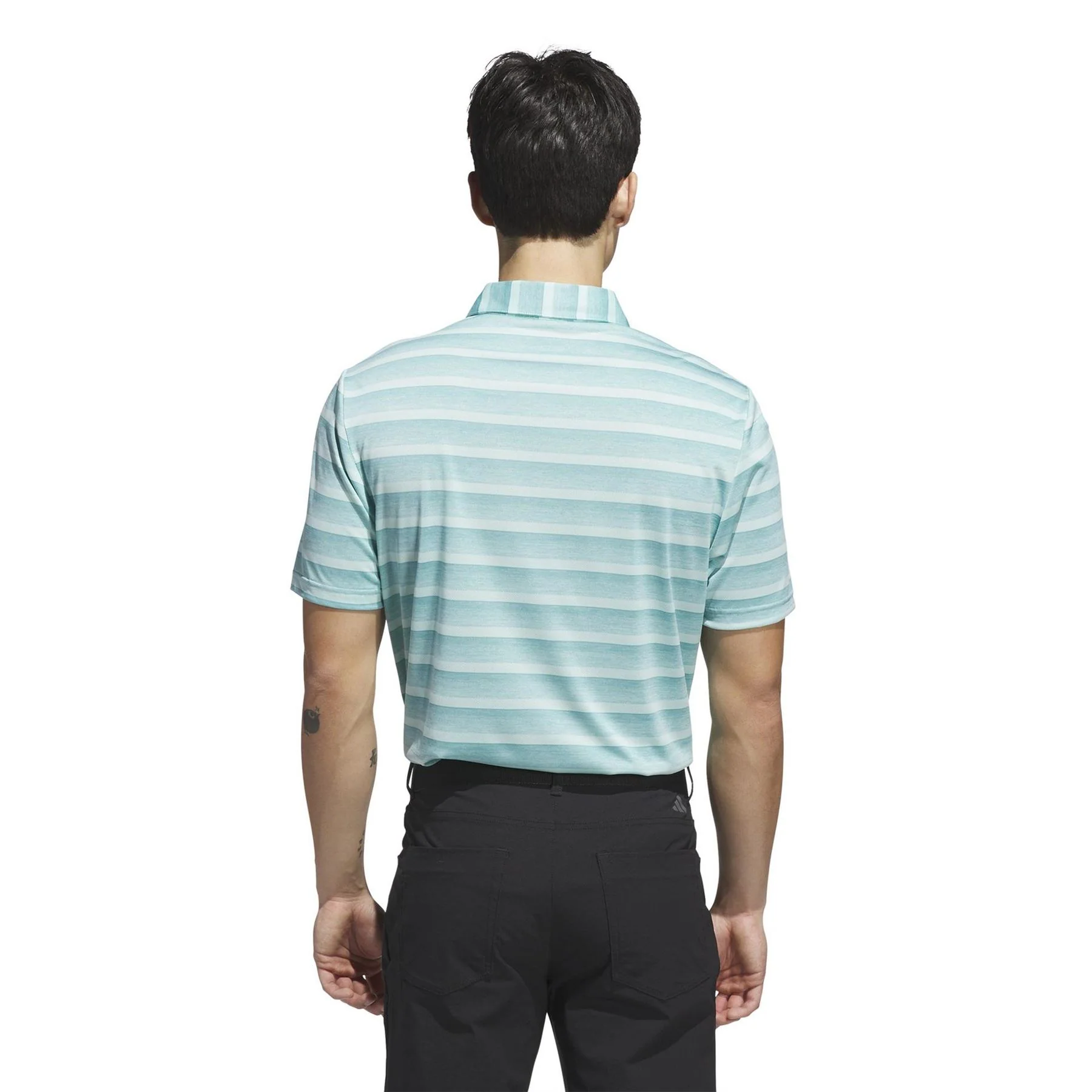 adidas 2 Colour Stripe Short Sleeve Performance Polo Shirt - Image 3