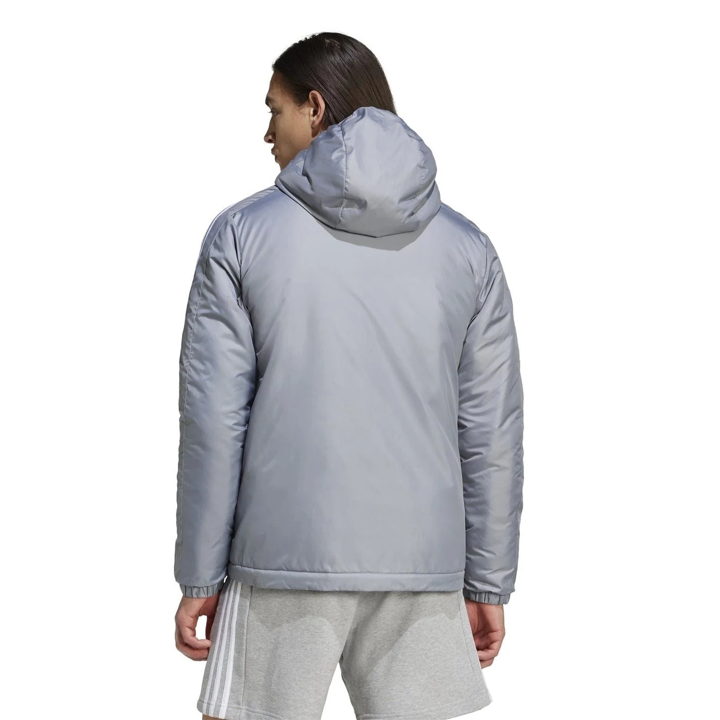 adidas 3 Stripe Essential Waterproof Wind Resistant Long Sleeve Puffer Jacket - Image 13