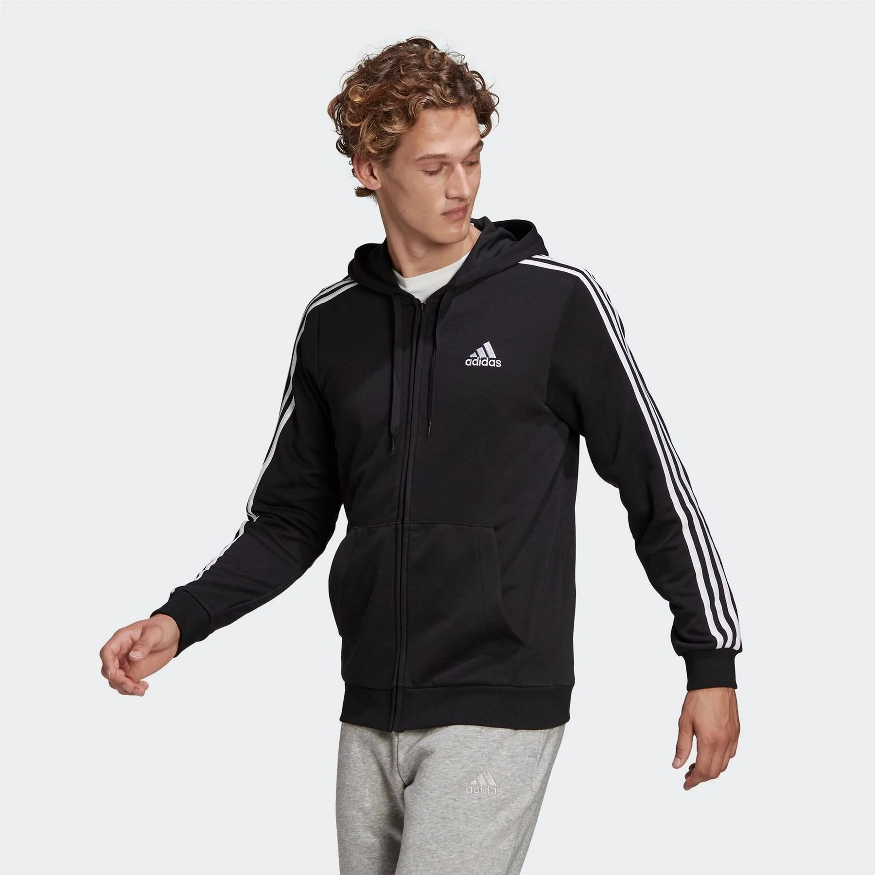 adidas French Terry 3 Stripes Full Zip Hoodie - Image 2