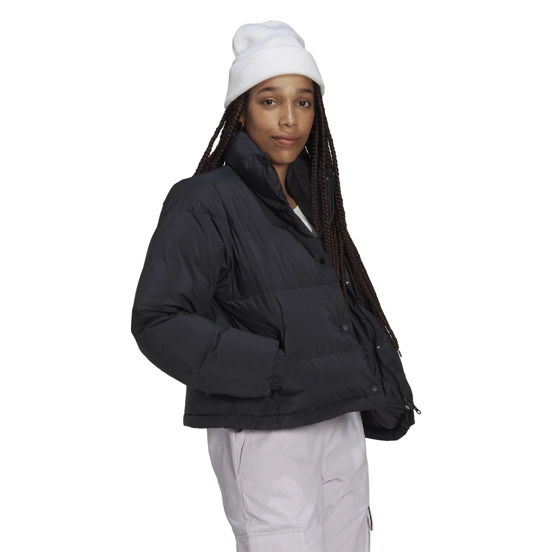 adidas High Neck Short Relaxed Fit Jacket - Image 4
