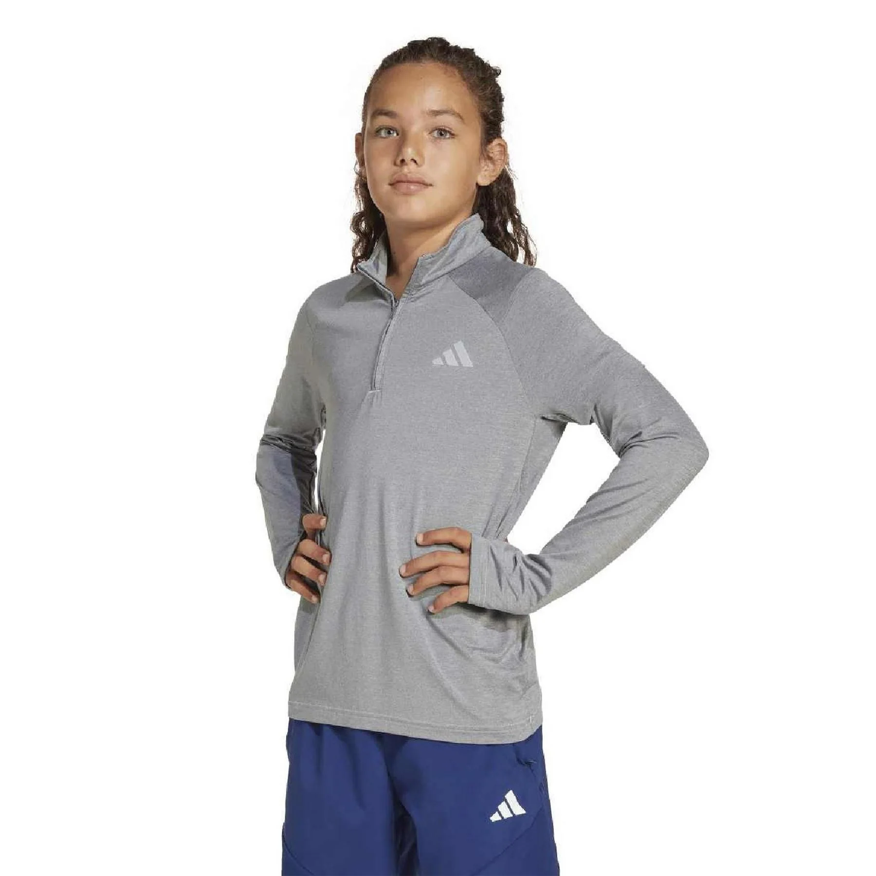 adidas Goto Quarter Zip Long Sleeve Performance T-Shirt - Image 2