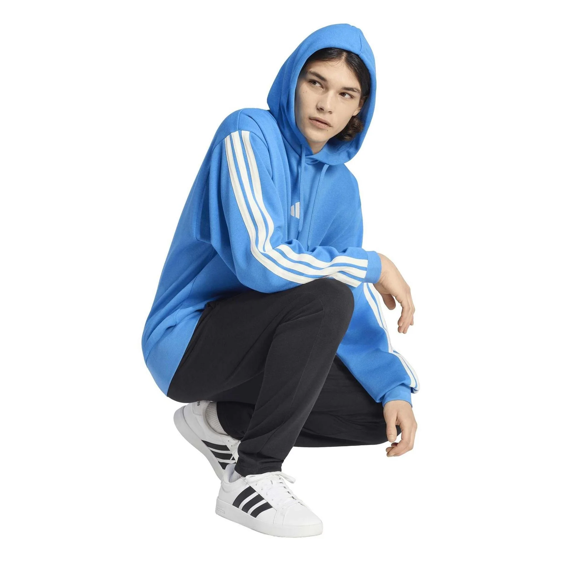 adidas 3 Stripes Fleece Over The Head Hoodie - Image 6