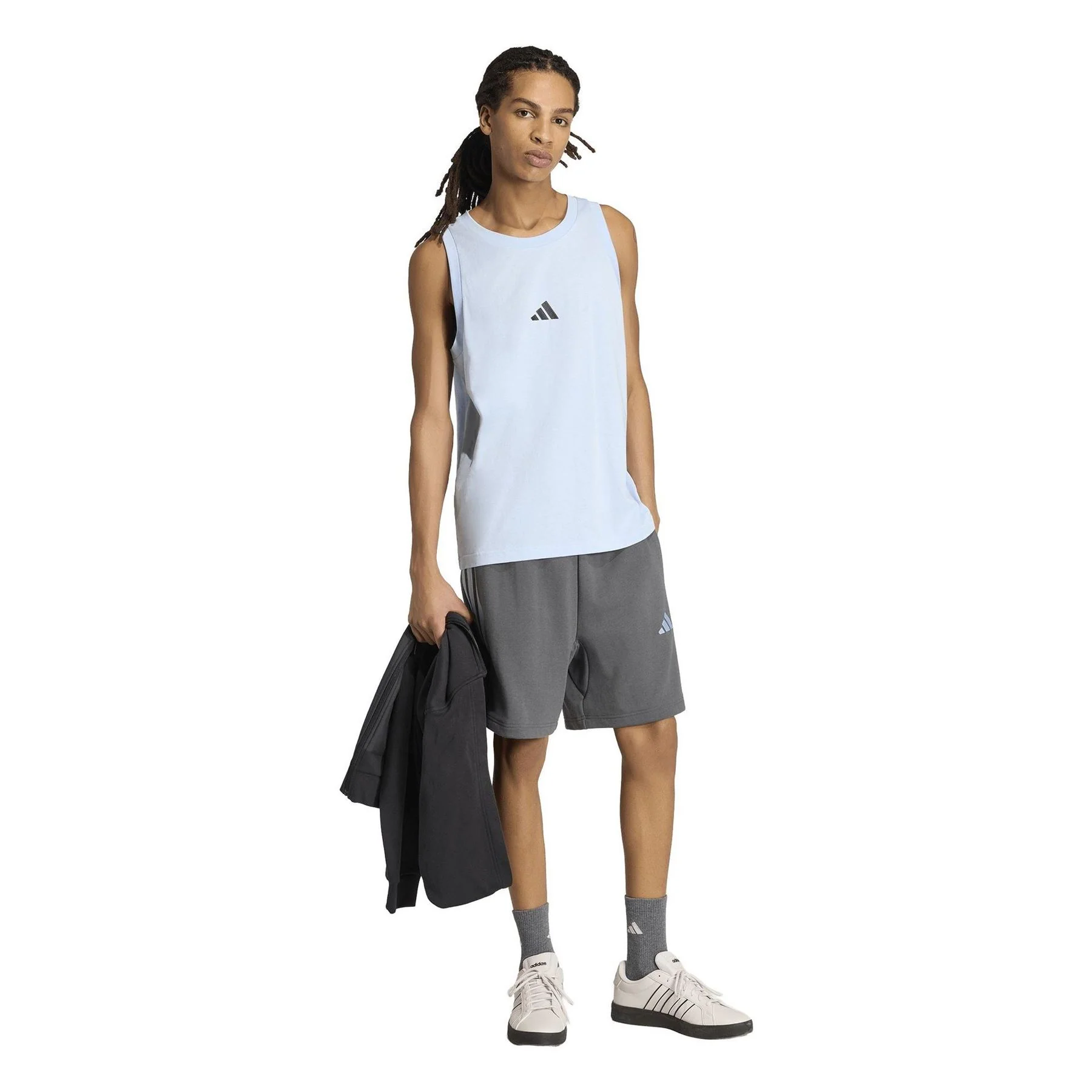 adidas Mens Essentials 3 Stripe Fleece Shorts - Image 10