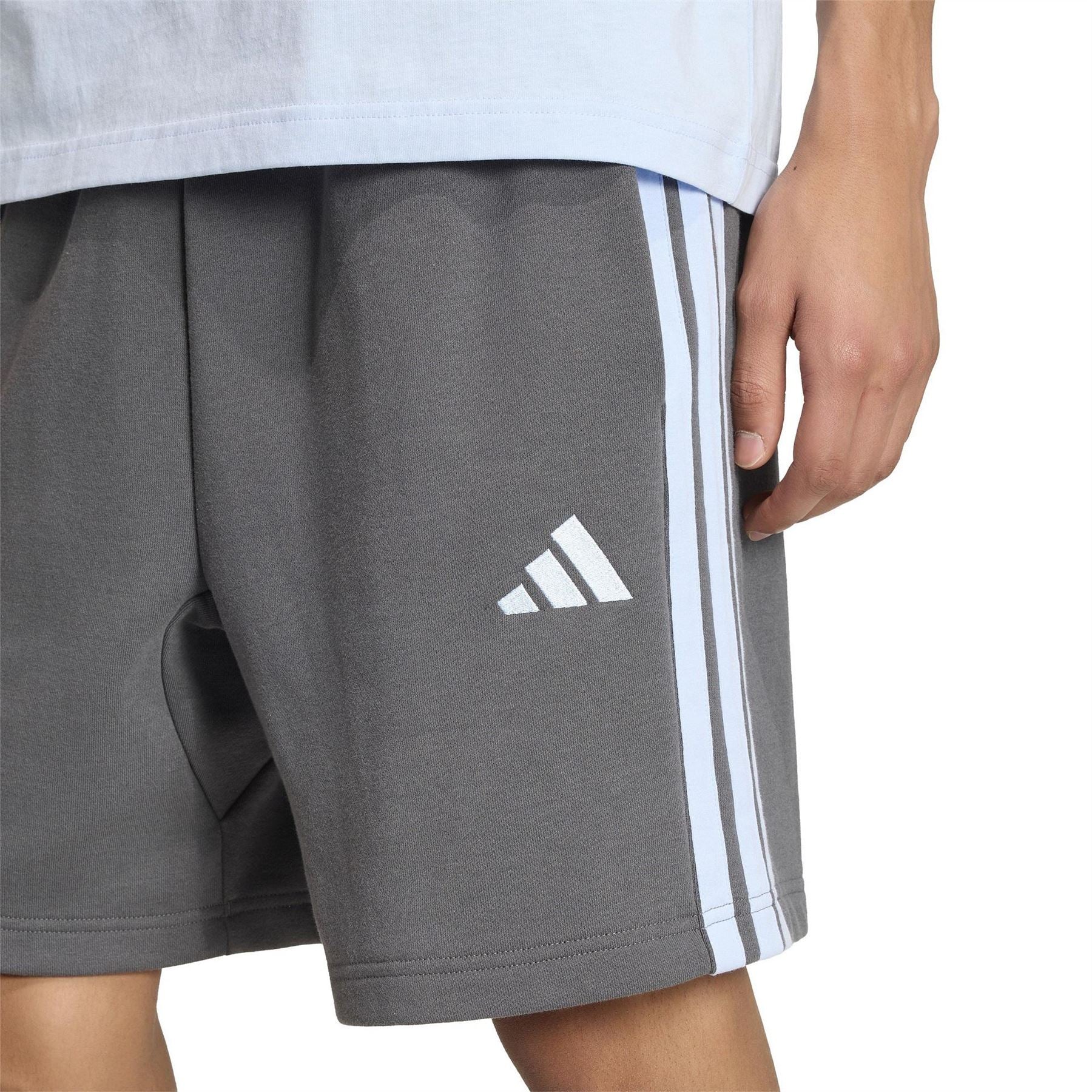 adidas Mens Essentials 3 Stripe Fleece Shorts - Image 11