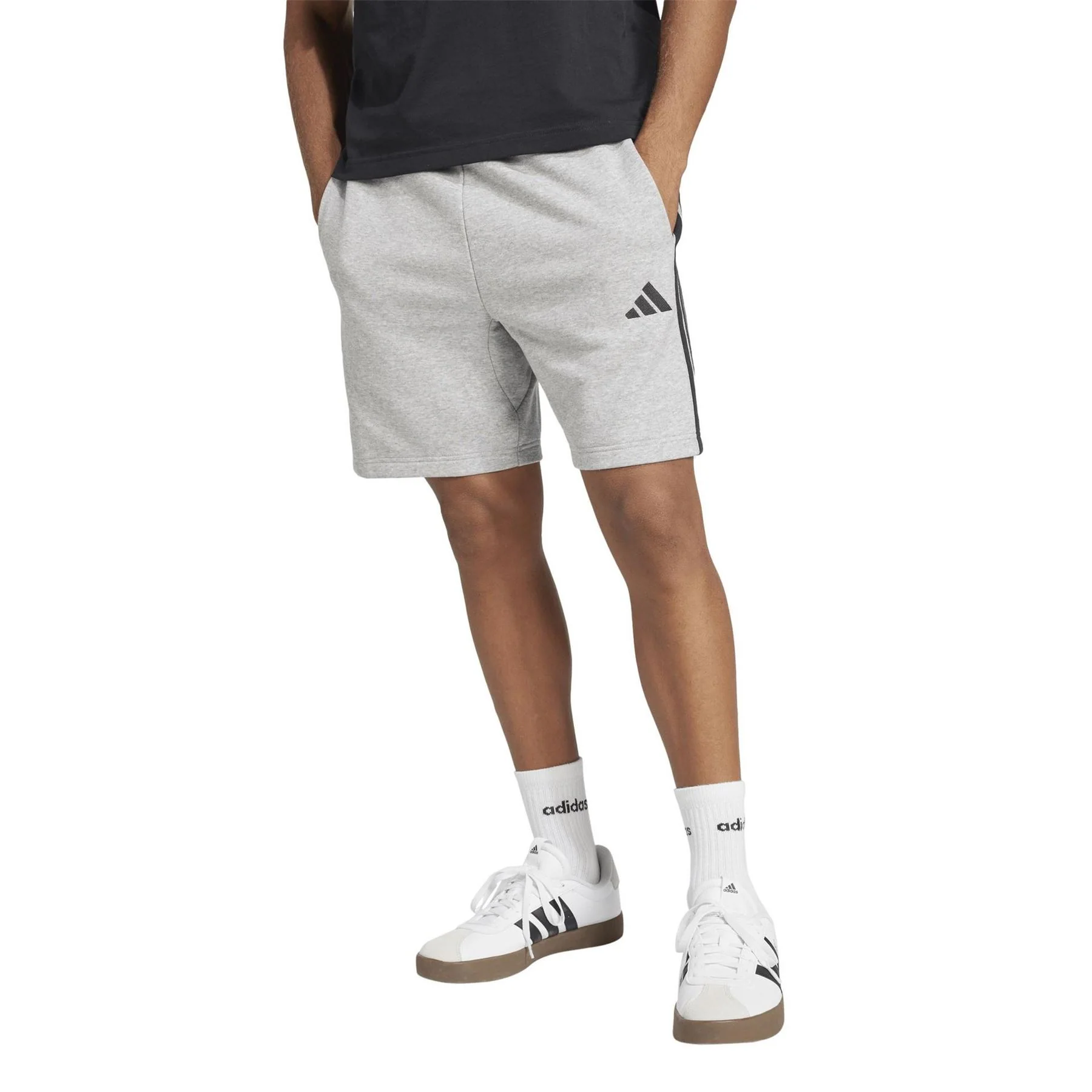 adidas Mens Essentials 3 Stripe Fleece Shorts - Image 14