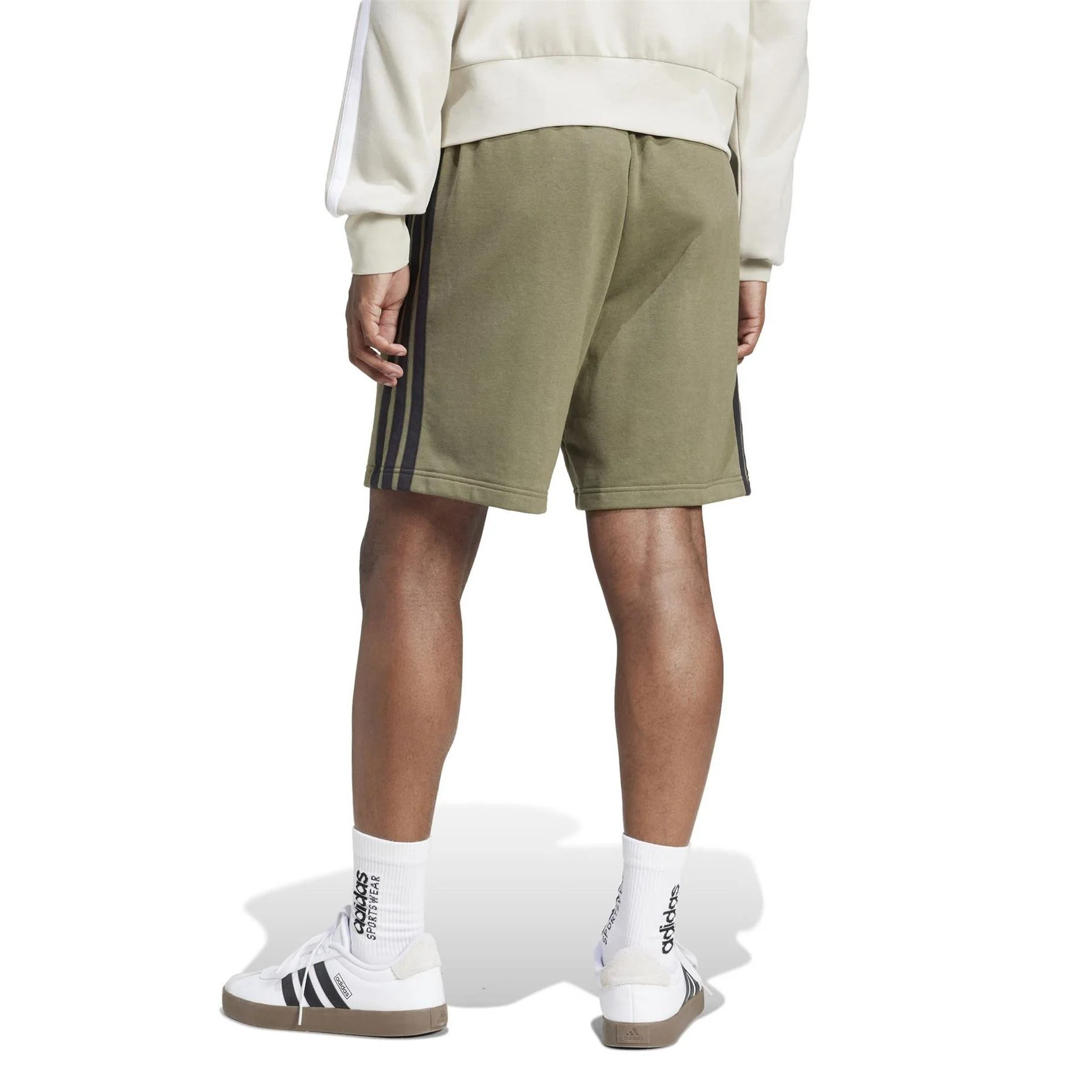 adidas Mens Essentials 3 Stripe Fleece Shorts - Image 3