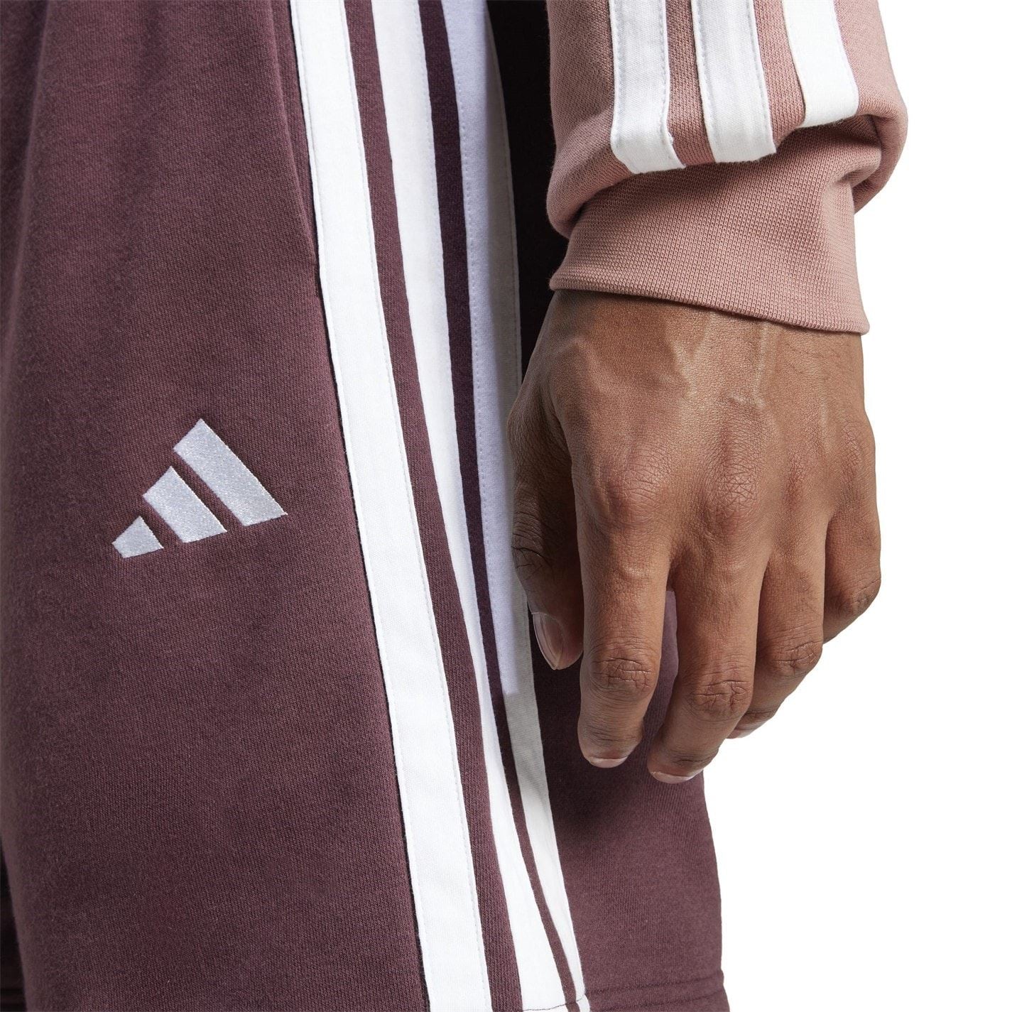 adidas Mens Essentials 3 Stripe Fleece Shorts - Image 35