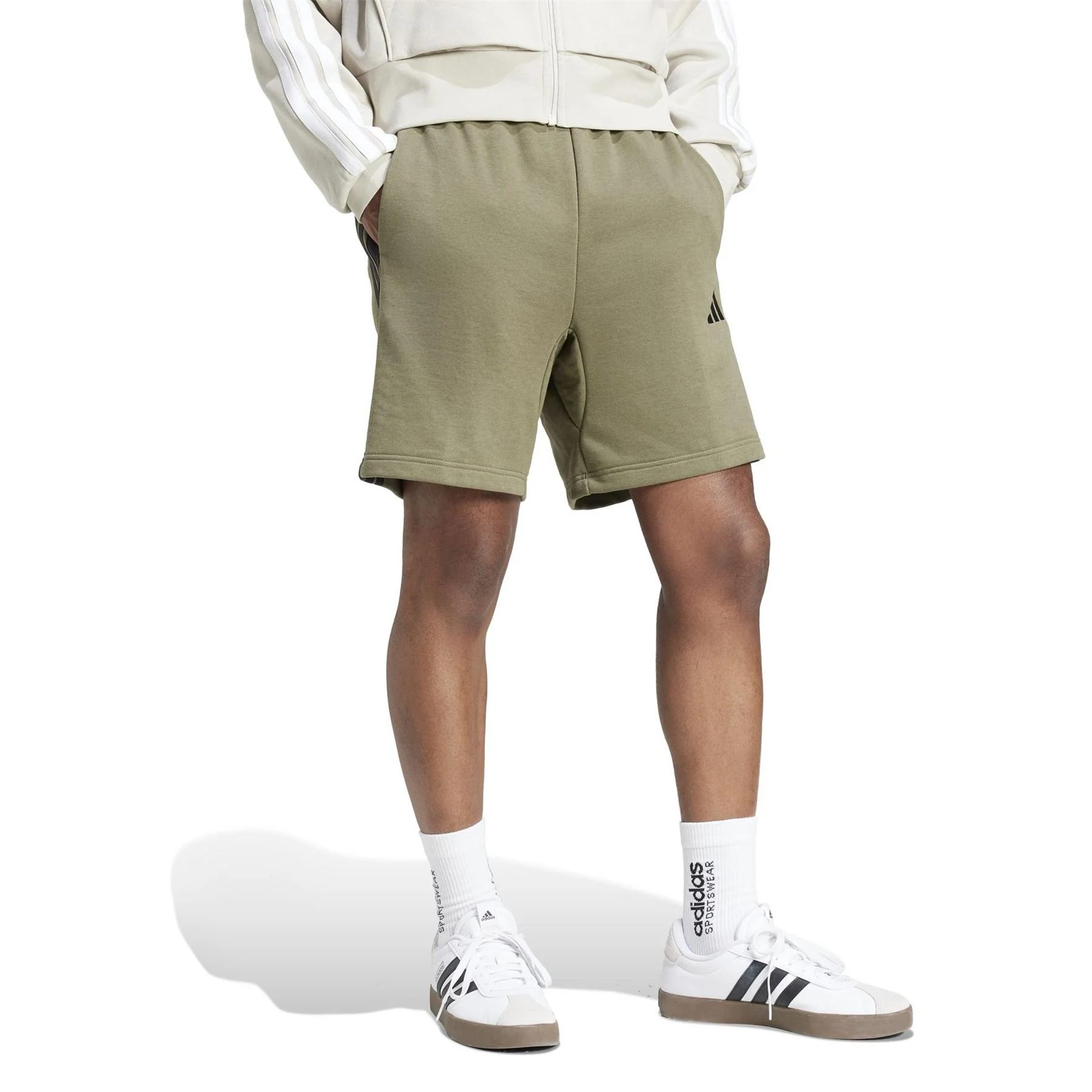 adidas Mens Essentials 3 Stripe Fleece Shorts - Image 4