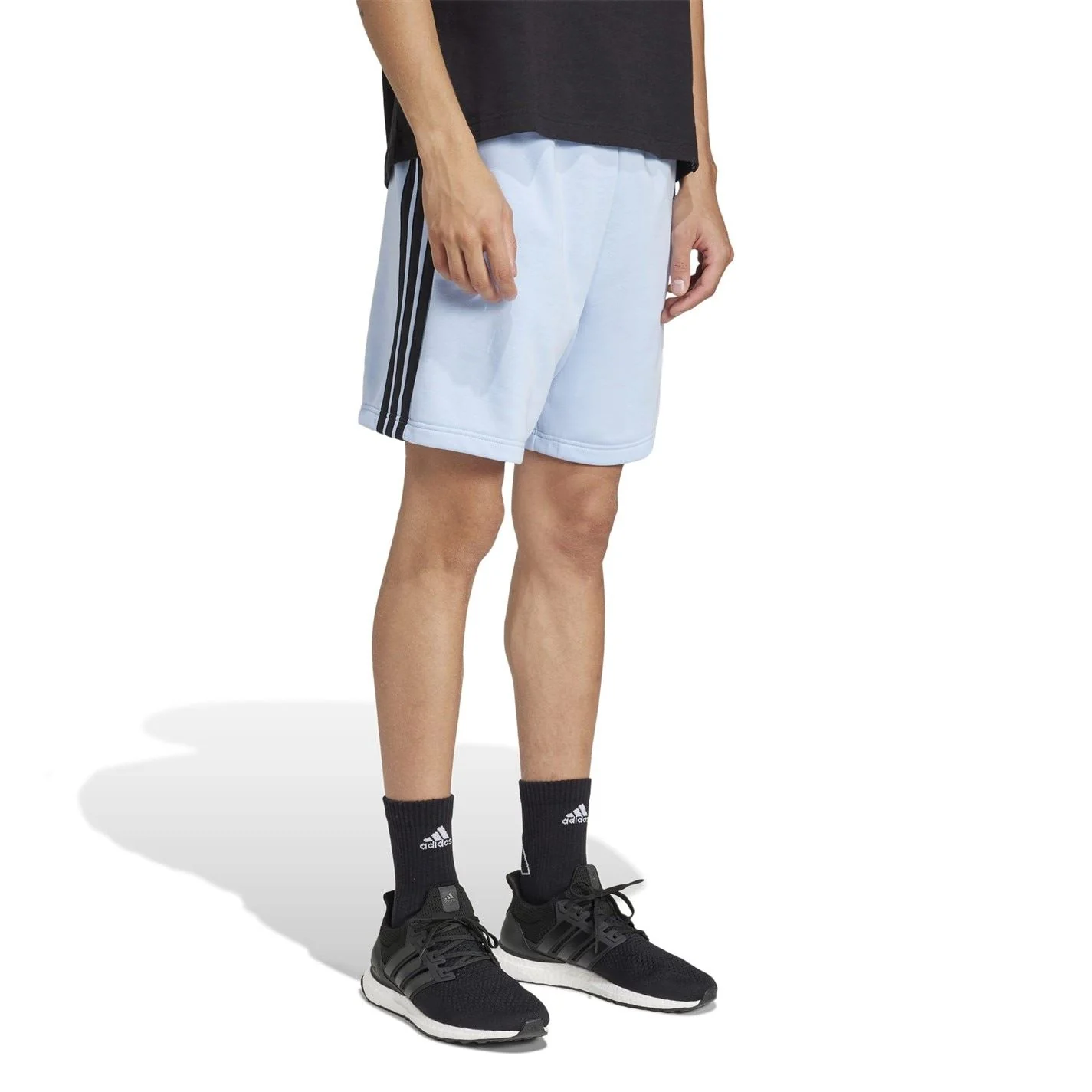 adidas Mens Essentials 3 Stripe Fleece Shorts - Image 42