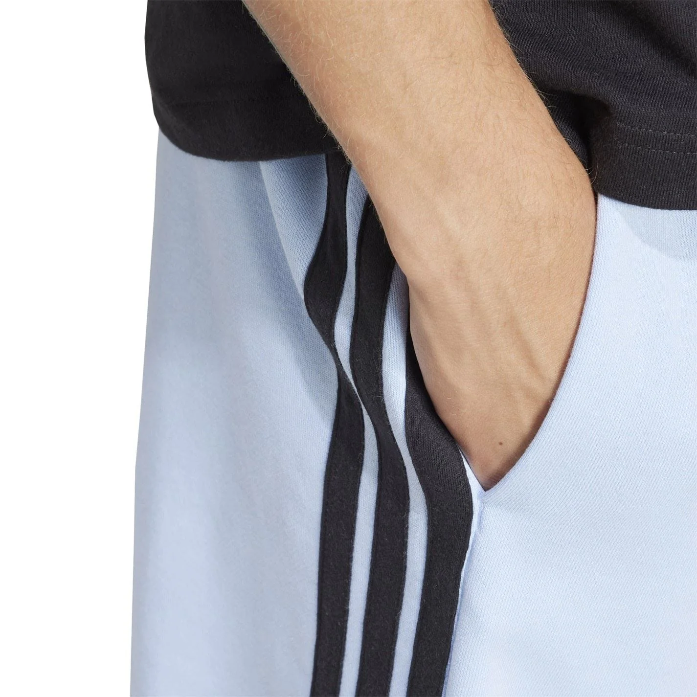 adidas Mens Essentials 3 Stripe Fleece Shorts - Image 44