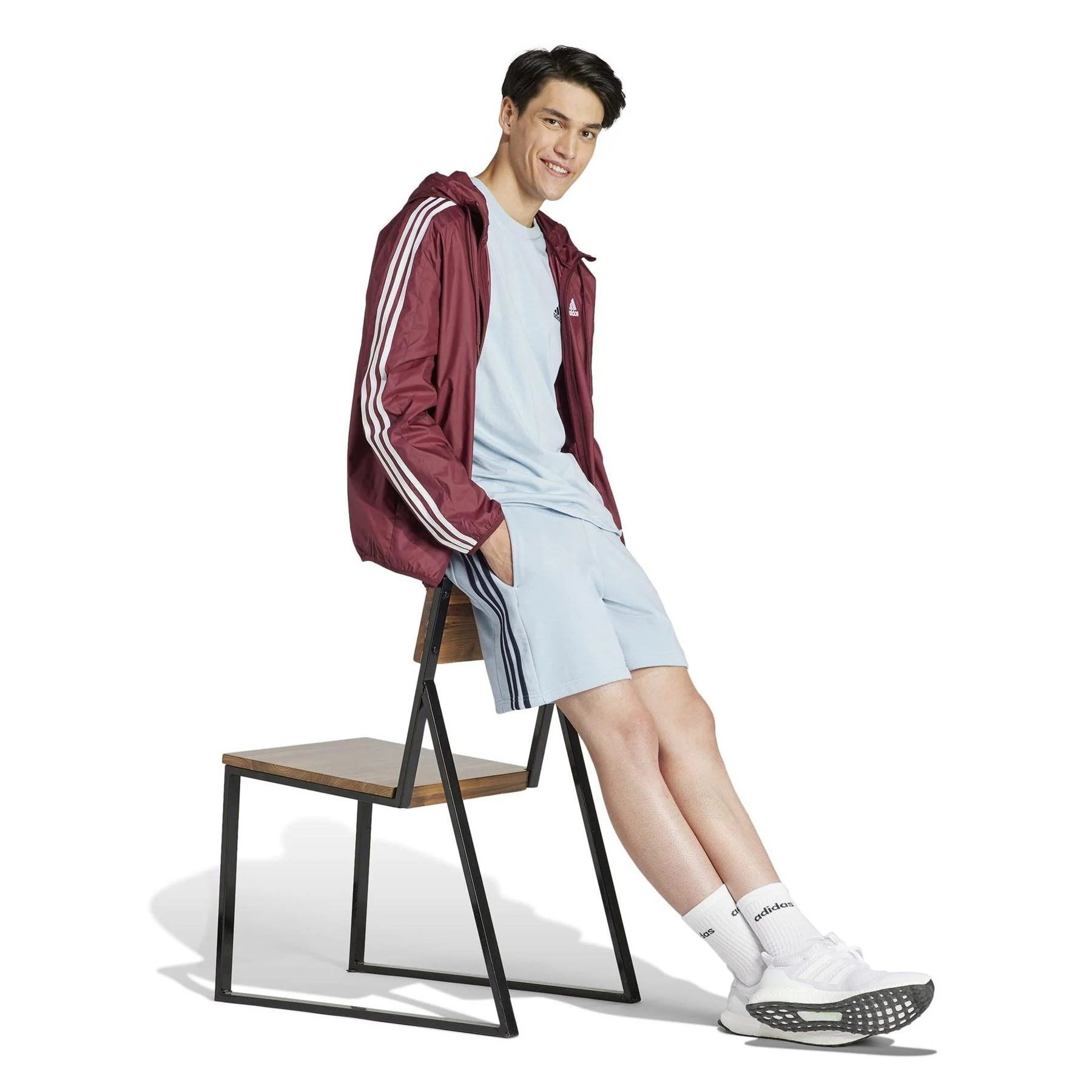 adidas Mens Essentials 3 Stripe Fleece Shorts - Image 54