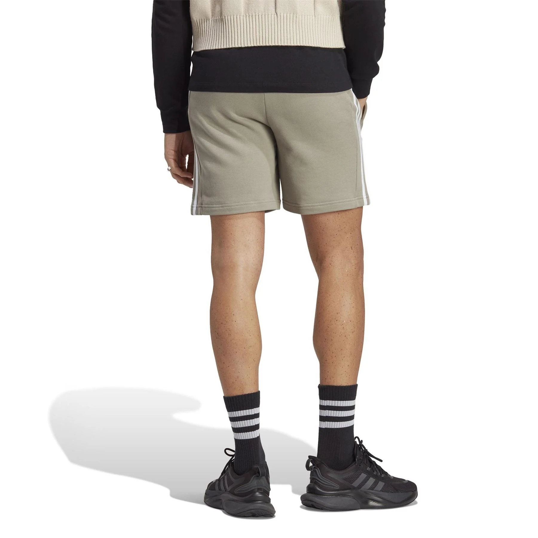 adidas Mens Essentials 3 Stripe Fleece Shorts - Image 59