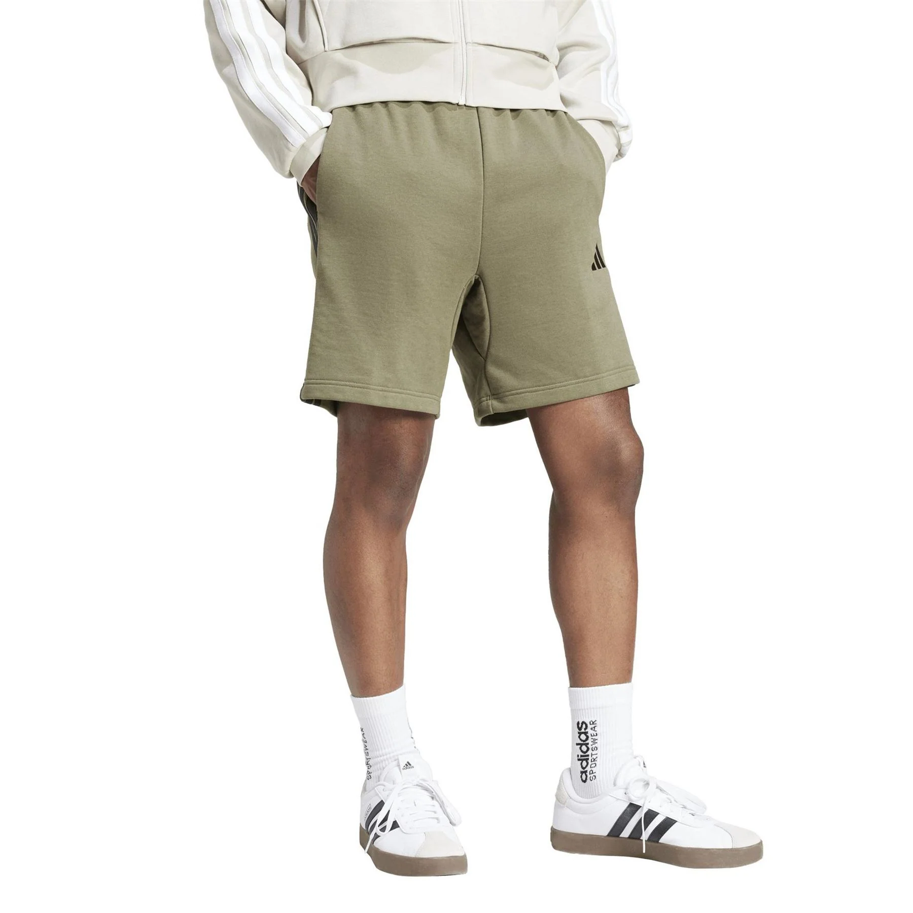 adidas Mens Essentials 3 Stripe Fleece Shorts - Image 74