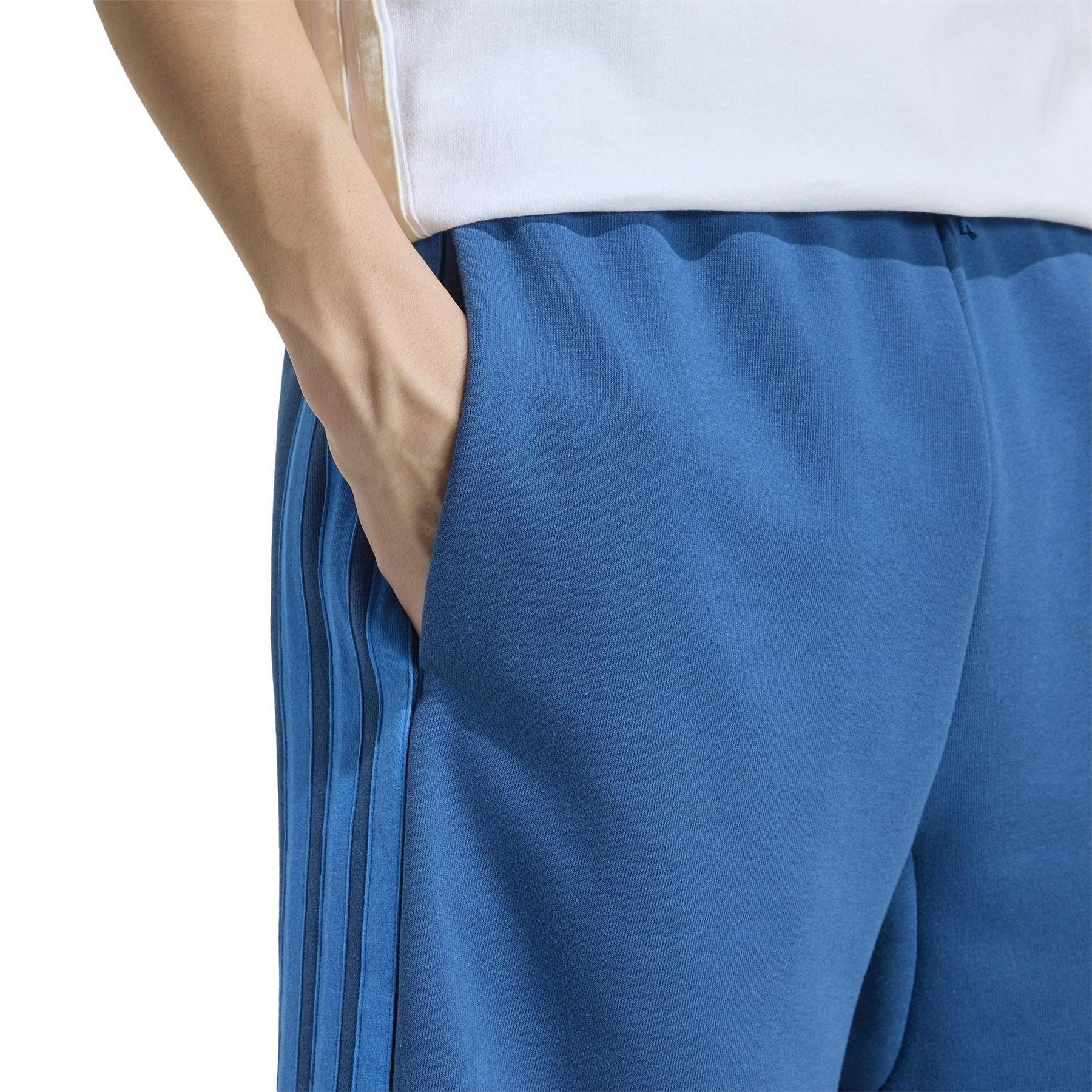 adidas Mens Essentials 3 Stripe Fleece Shorts - Image 78