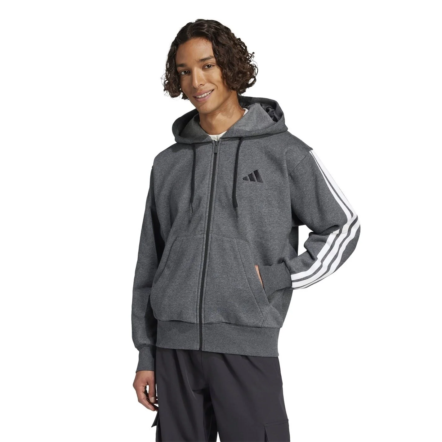 adidas Mens Essentials Fleece 3 Stripes Full Zip Hoodie - Image 13