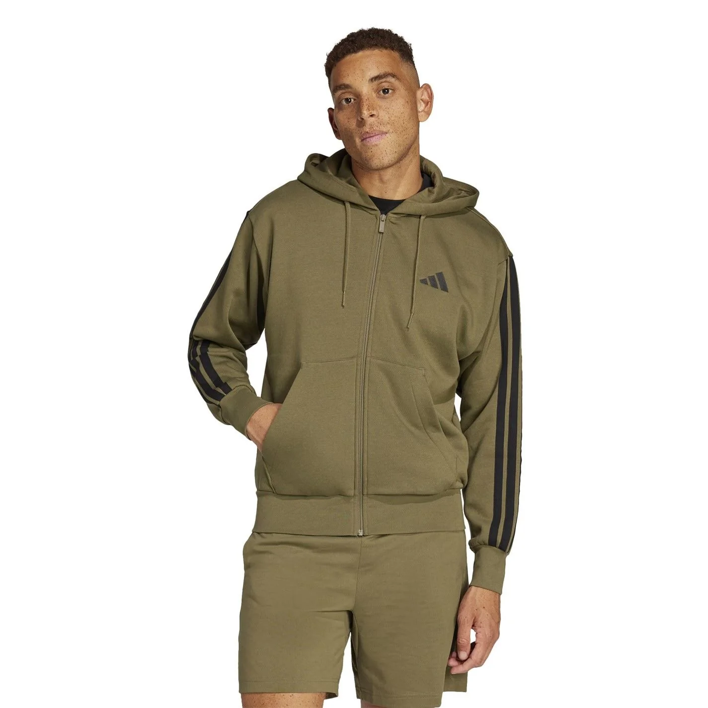 adidas Mens Essentials Fleece 3 Stripes Full Zip Hoodie - Image 27