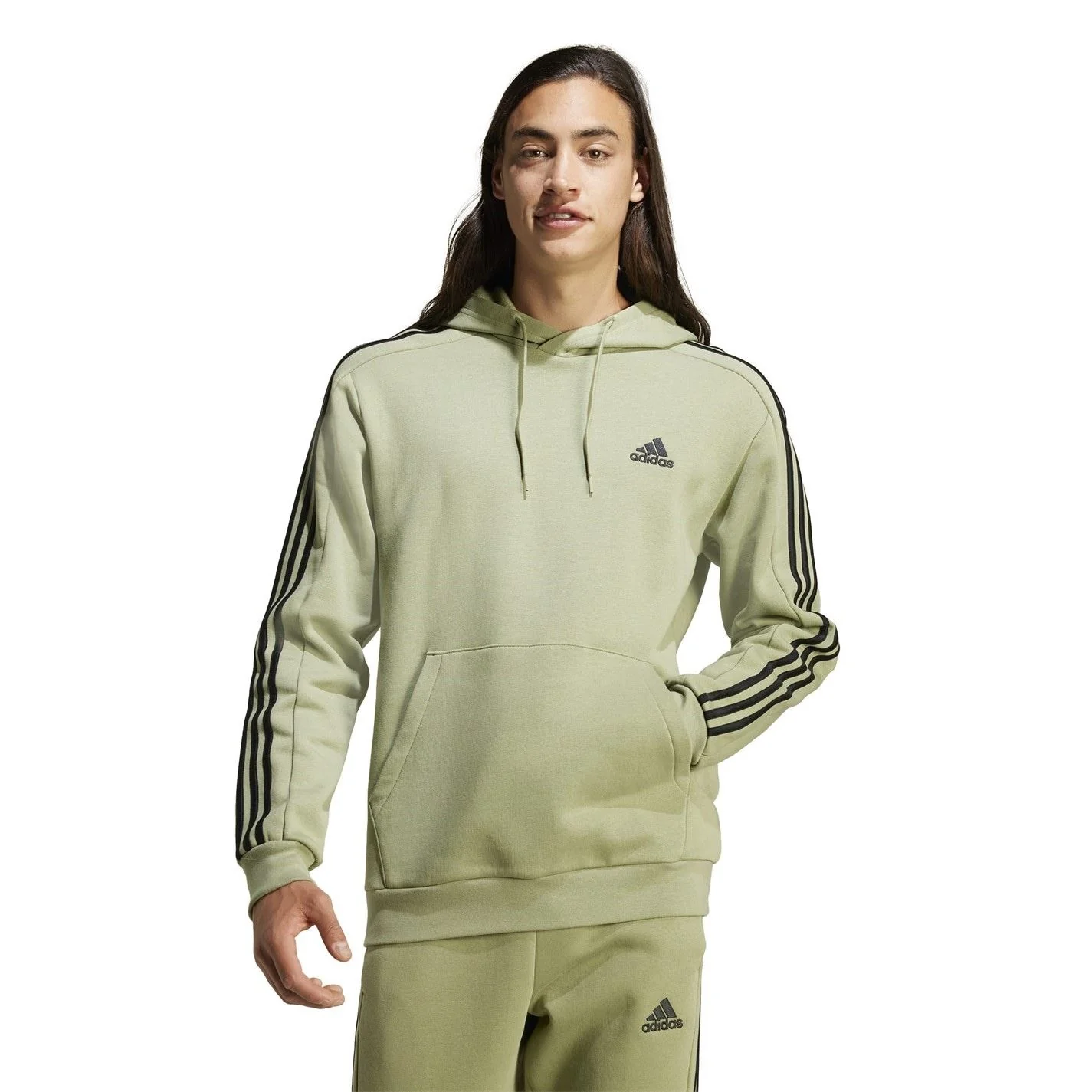 adidas Mens Fleece 3 Stripes Hoodie - Image 8