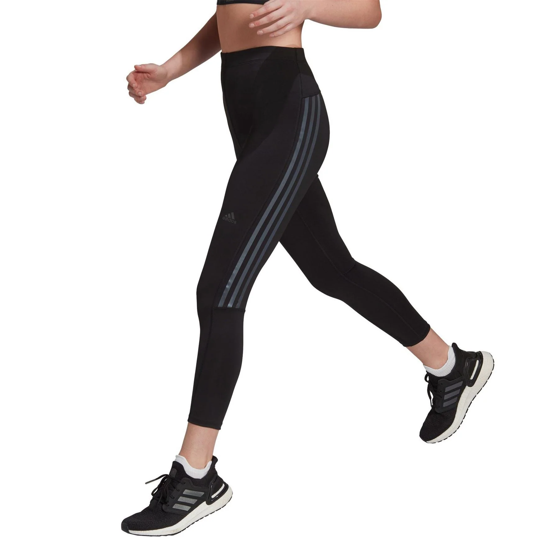 adidas Womens Icons 3 Stripe 7 8 Running Tights - Image 2