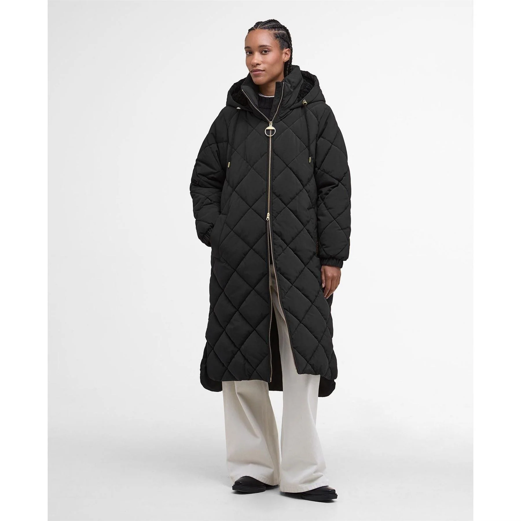 Barbour Kirkton Diamond Quilted Hooded Long Puffer Jacket - Image 2