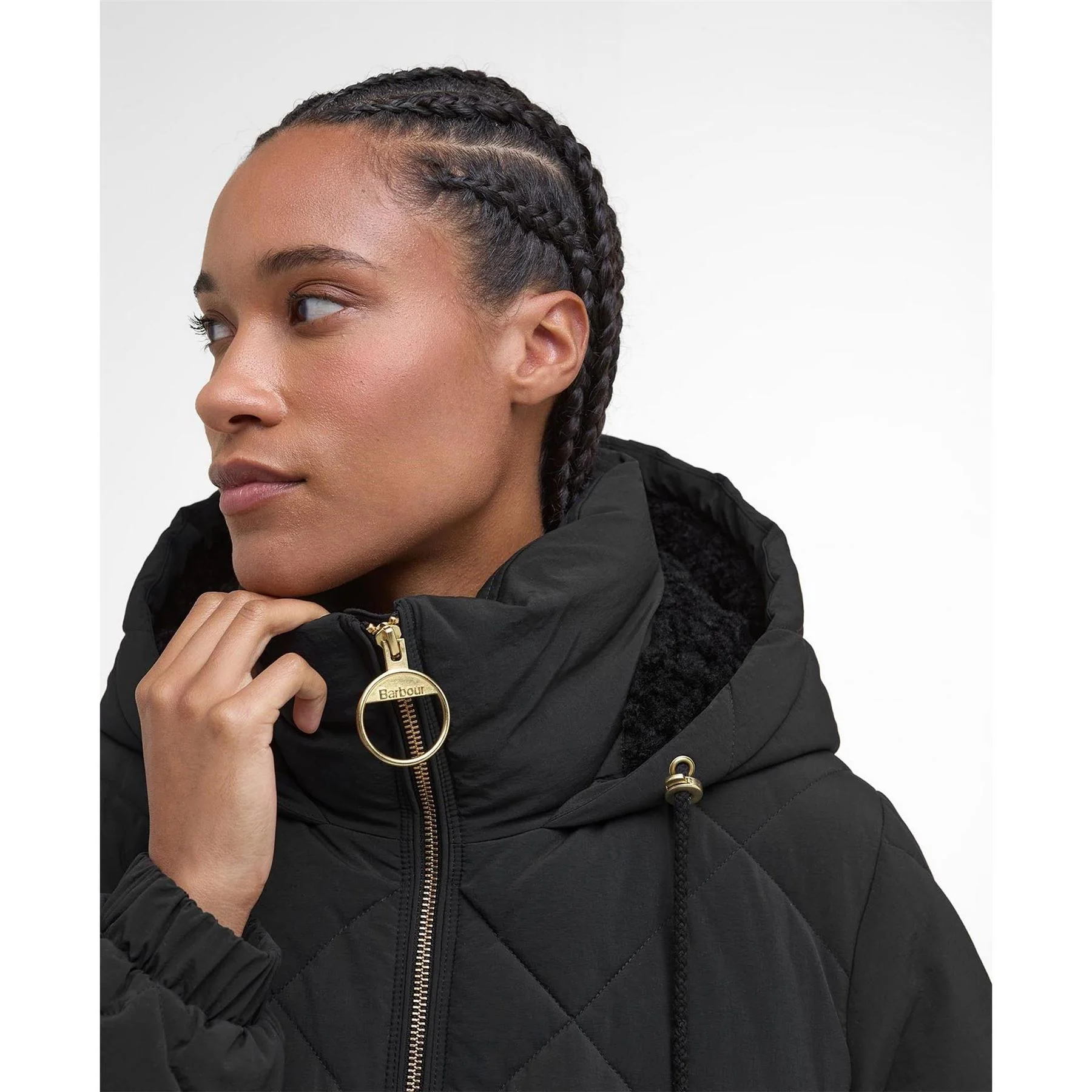 Barbour Kirkton Diamond Quilted Hooded Long Puffer Jacket - Image 4