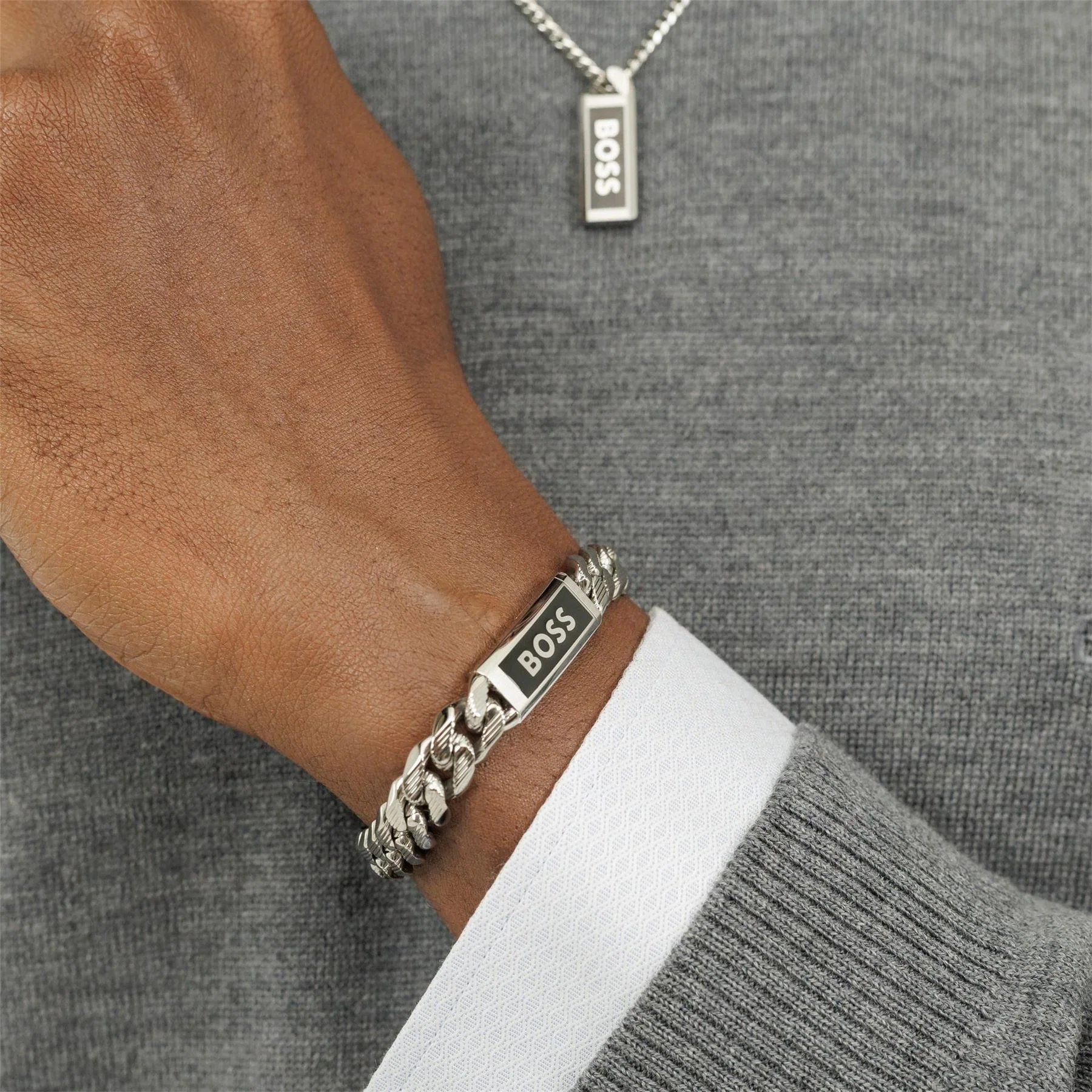 Boss BOSS Kassy Emblem Stainless Steel Black IP Pendant Bracelet - Image 4