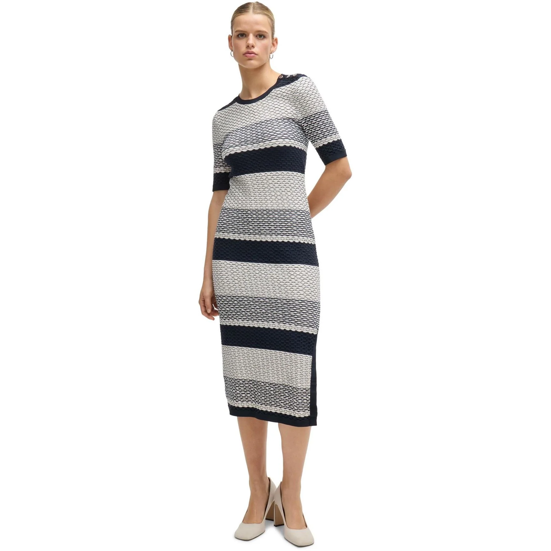 Boss Etanah Crew Neck Three Quarter Sleeve Maxi Dress - Image 8