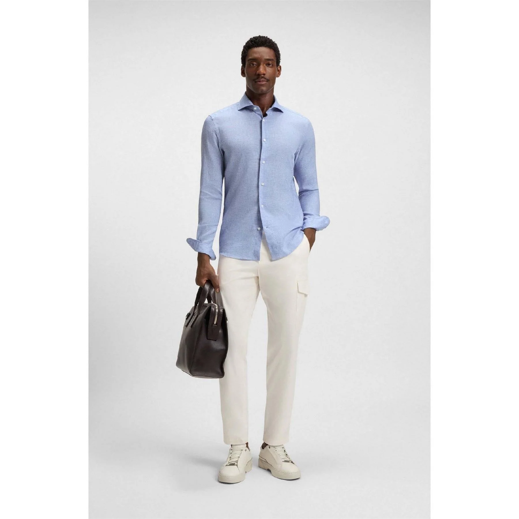 Boss Hays Slim Fit Linen Shirt - Image 2
