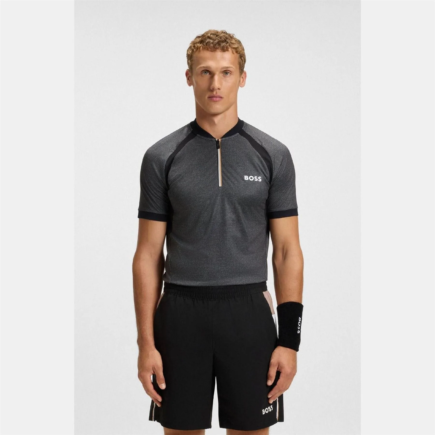 Boss Matchball Zip Neck Mesh Polo Shirt - Image 2