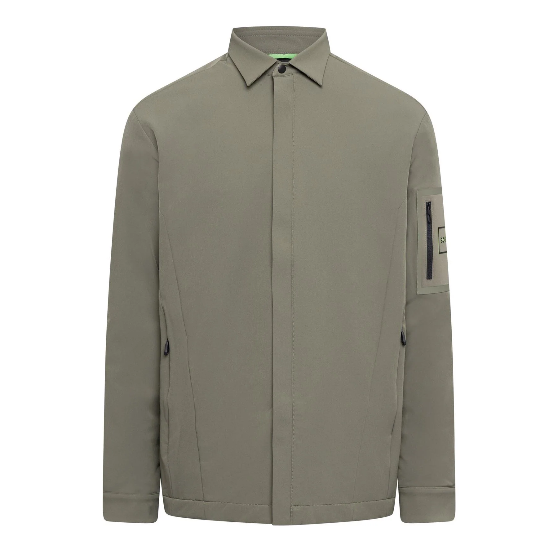 Boss Solid Patterned Shirt Jacket with Woven Cuff and Sleeve Pocket