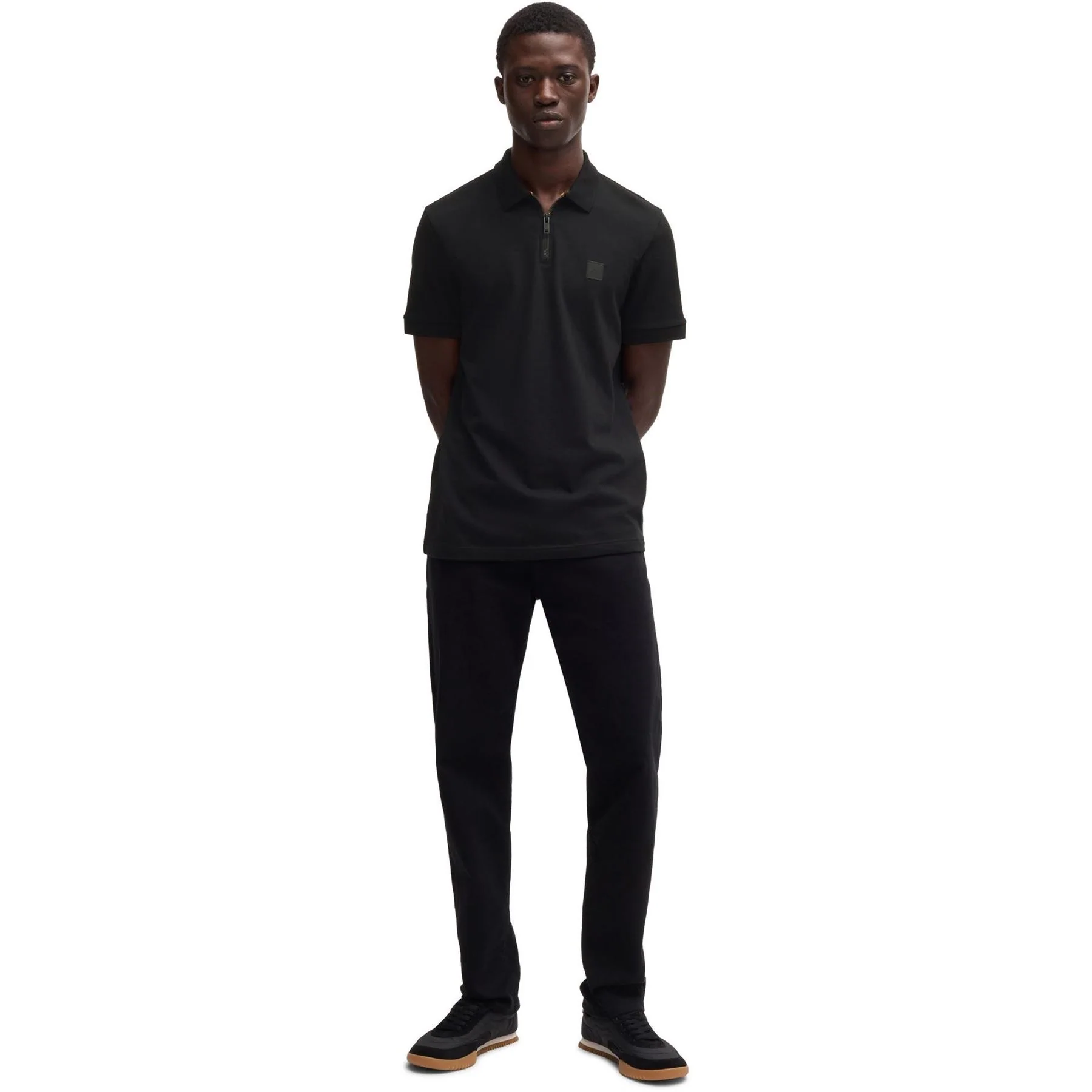 Boss Orange Short Sleeve Quarter Zip Polo Top - Image 5