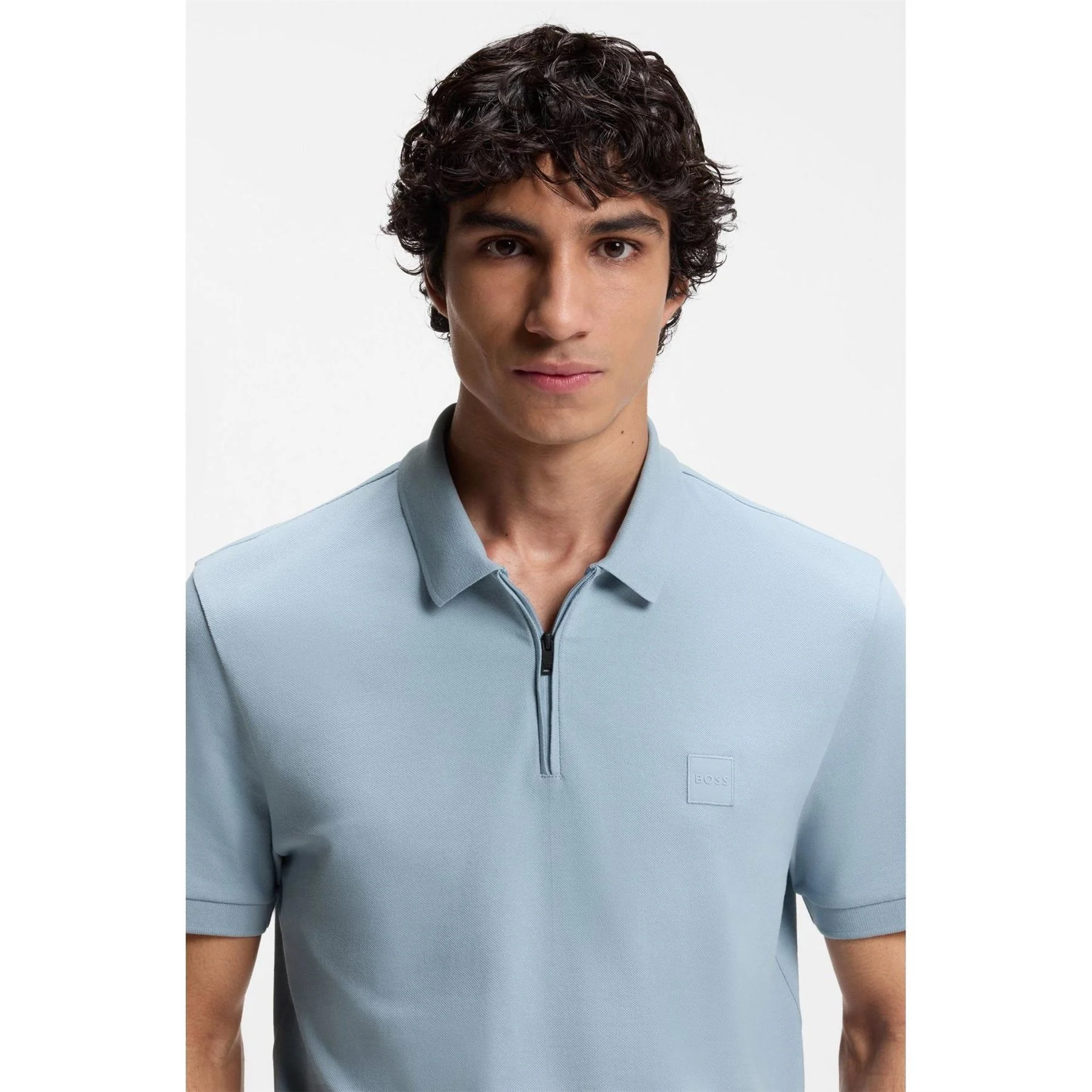 Boss Orange Short Sleeve Quarter Zip Polo Top - Image 9