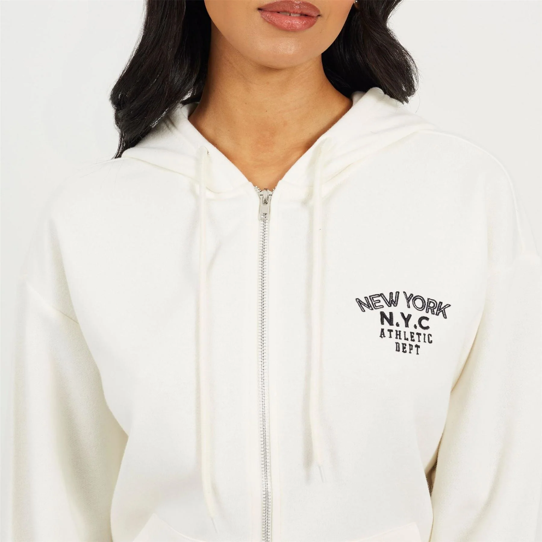 Brave Soul Womens Zip Through Hooded Sweatshirt With New York Embroidery - Image 3