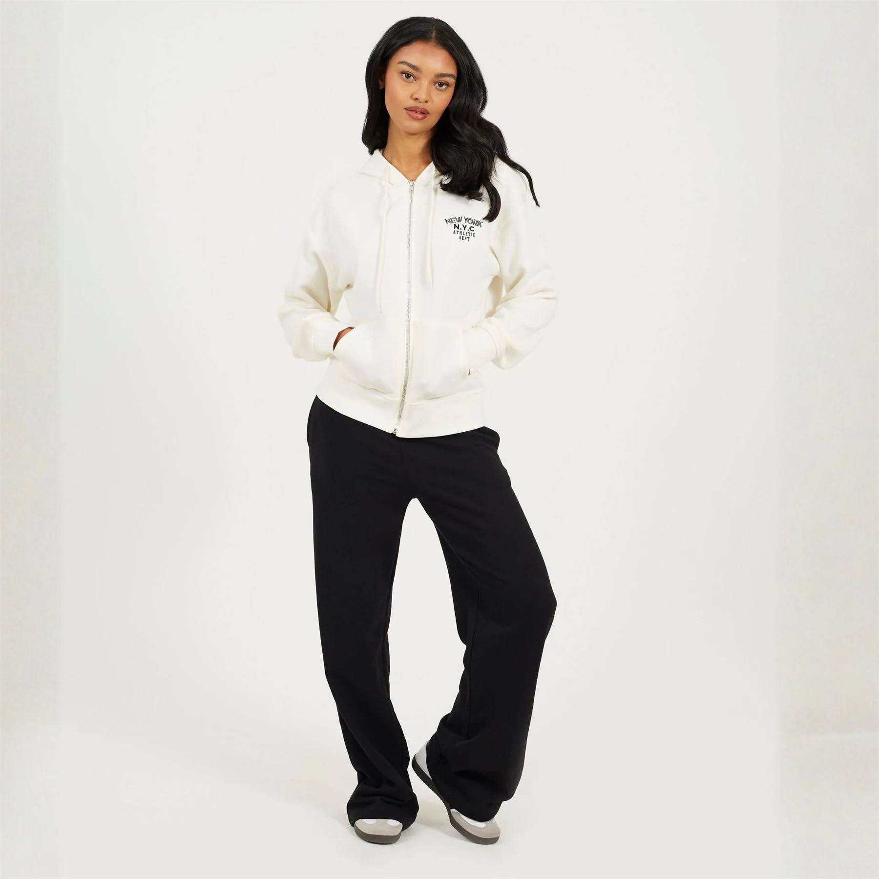 Brave Soul Womens Zip Through Hooded Sweatshirt With New York Embroidery - Image 4