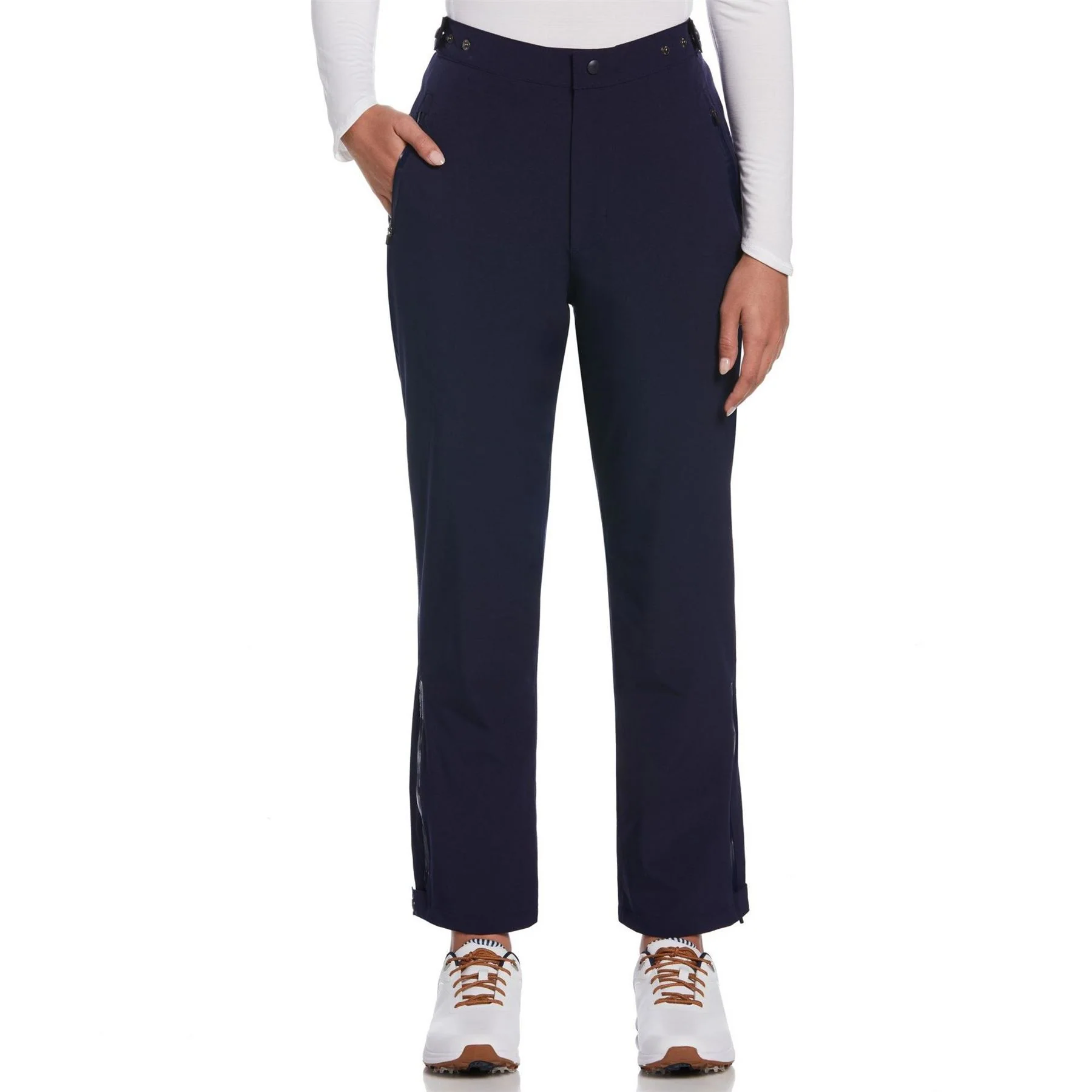 Callaway Solid Patterned Zipped Pocket Straight Pants
