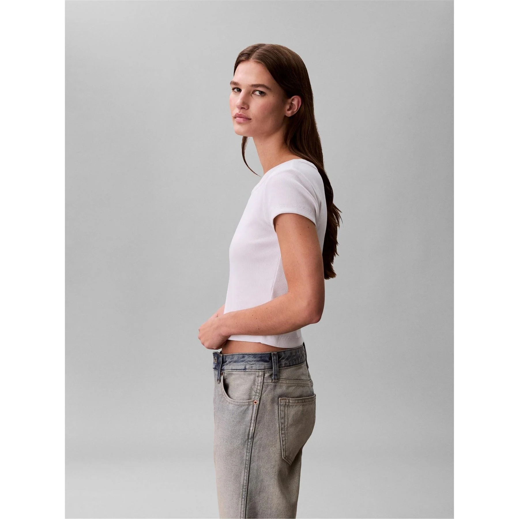 Calvin Klein Jeans Woven Ribbed Baby Tee - Image 5