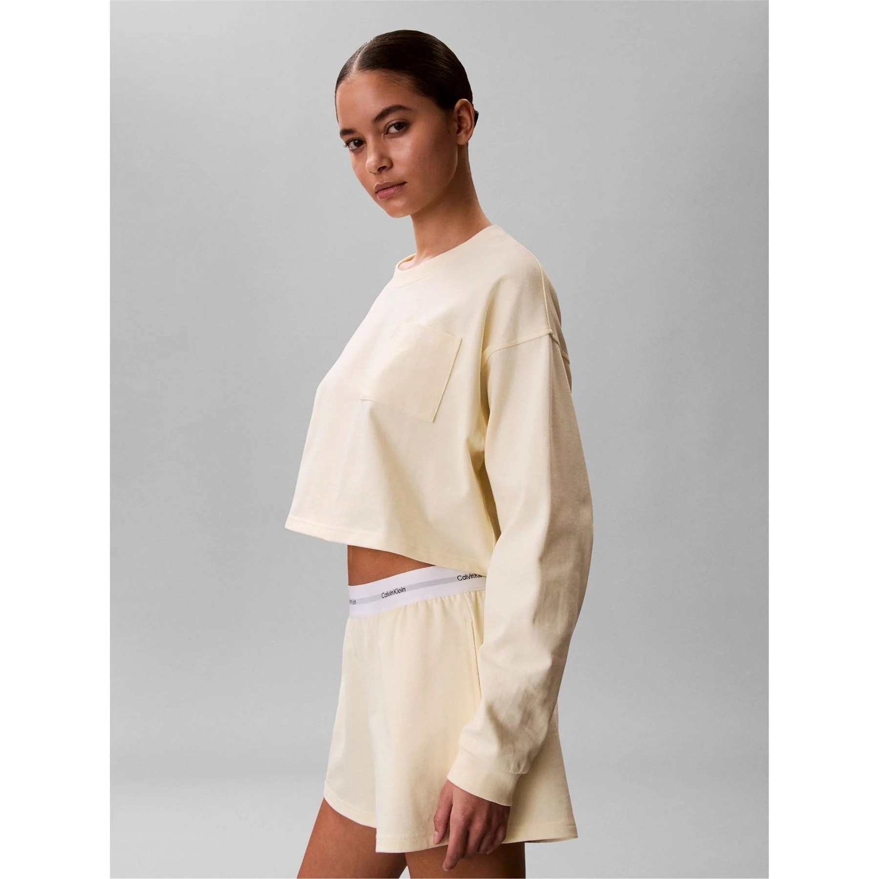 Calvin Klein Long Sleeve Cropped Crop Top - Image 2