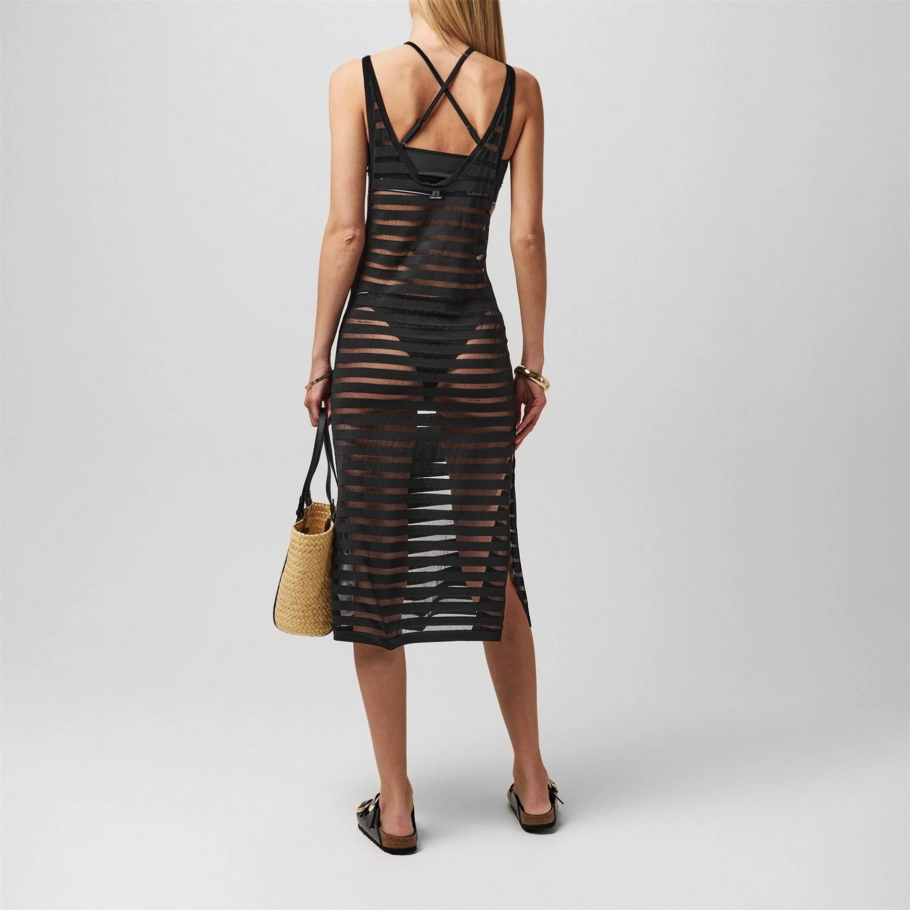 Calvin Klein Sheer Stripe Swimming Dress - Image 3
