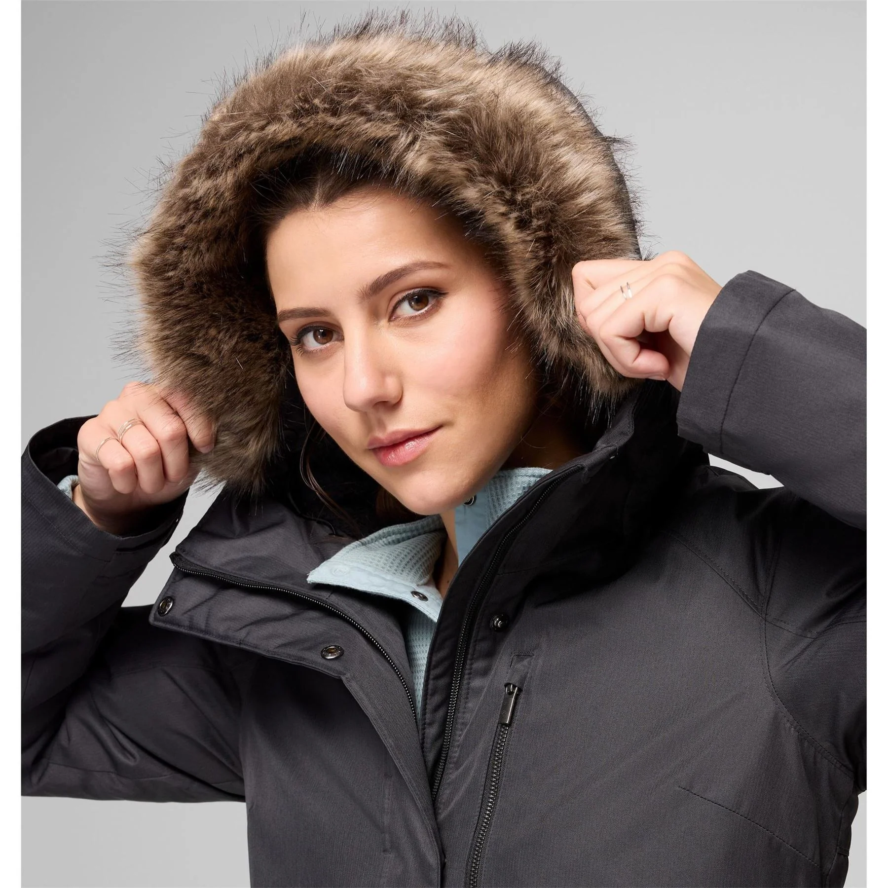 Columbia Womens Suttle Mountain Hooded Solid Patterned Down Jacket - Image 5