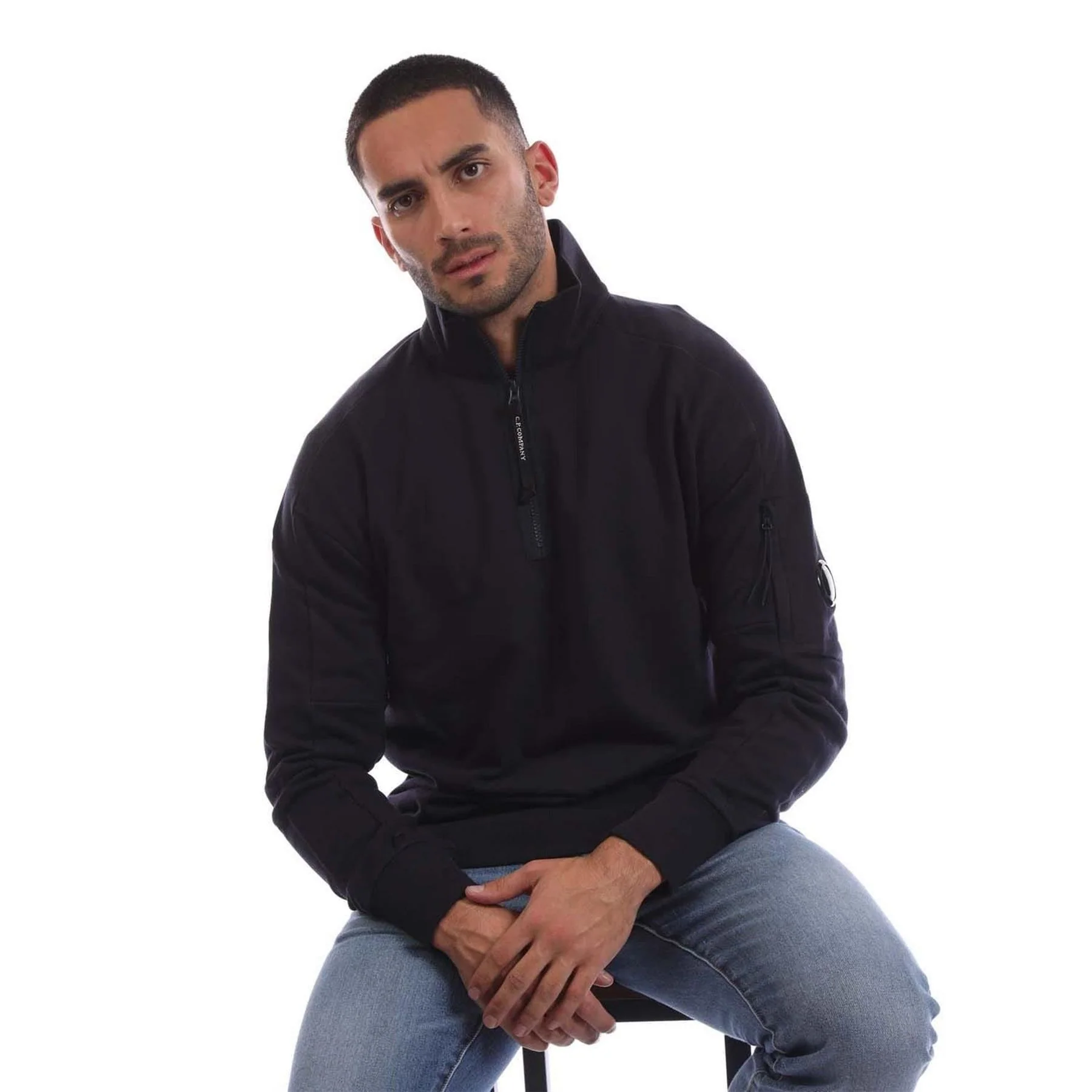 CP Company Raised Fleece Half Zip Sweatshirt - Image 4