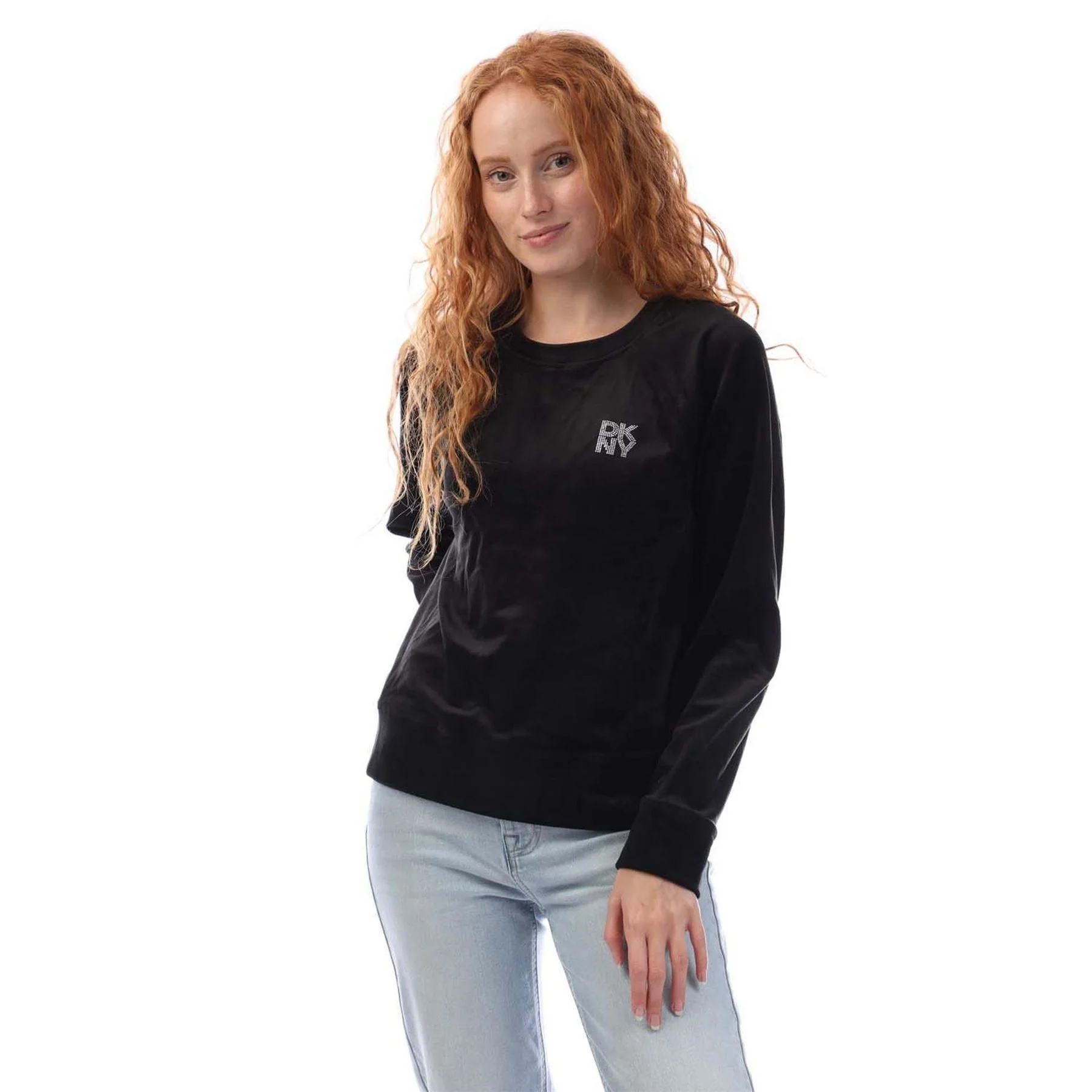 DKNY Velour Logo Crew Neck Sweatshirt - Image 3