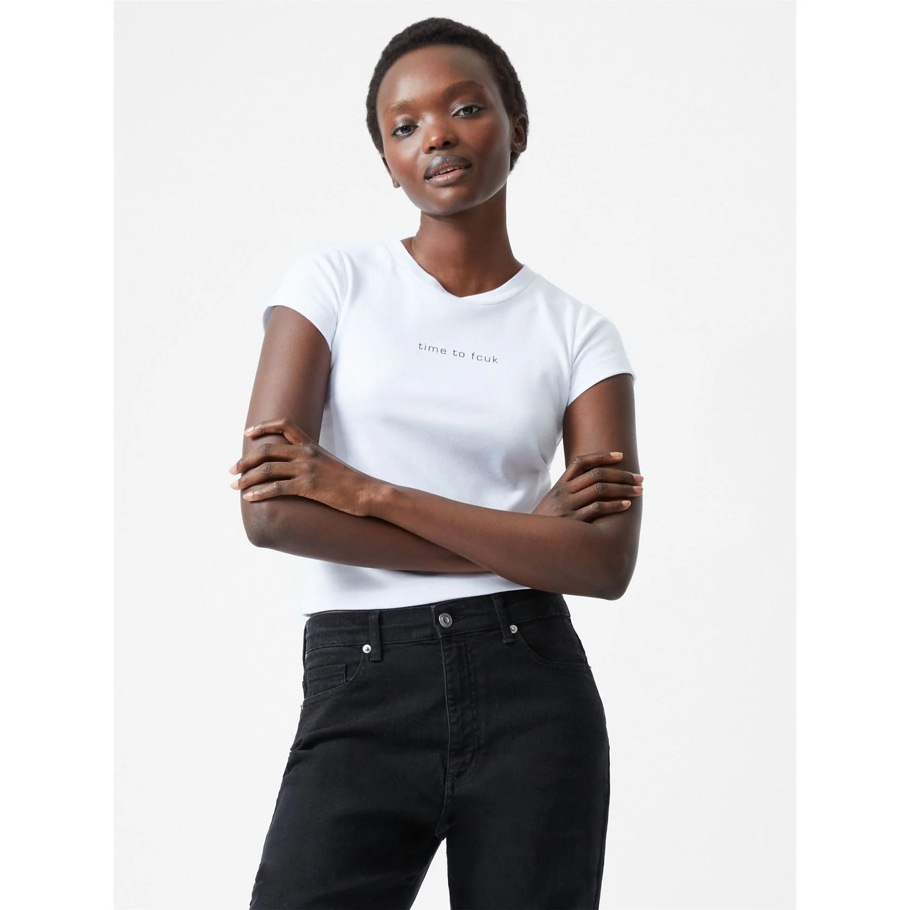 FCUK Cropped Crew Neck Short Sleeve T-Shirt - Image 25