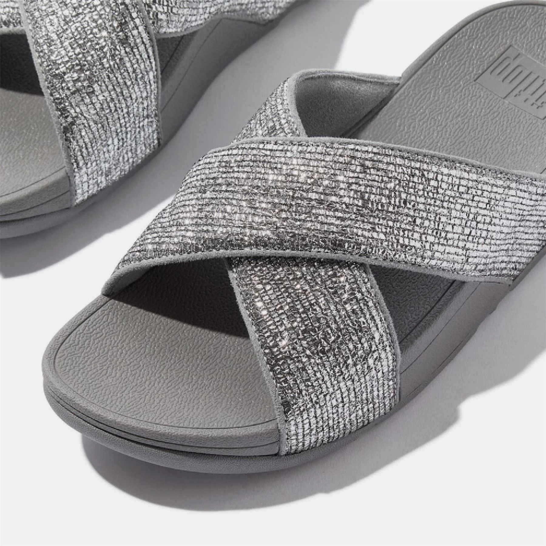 Fitflop Crinkled Shimmer Cross Sliders - Image 5