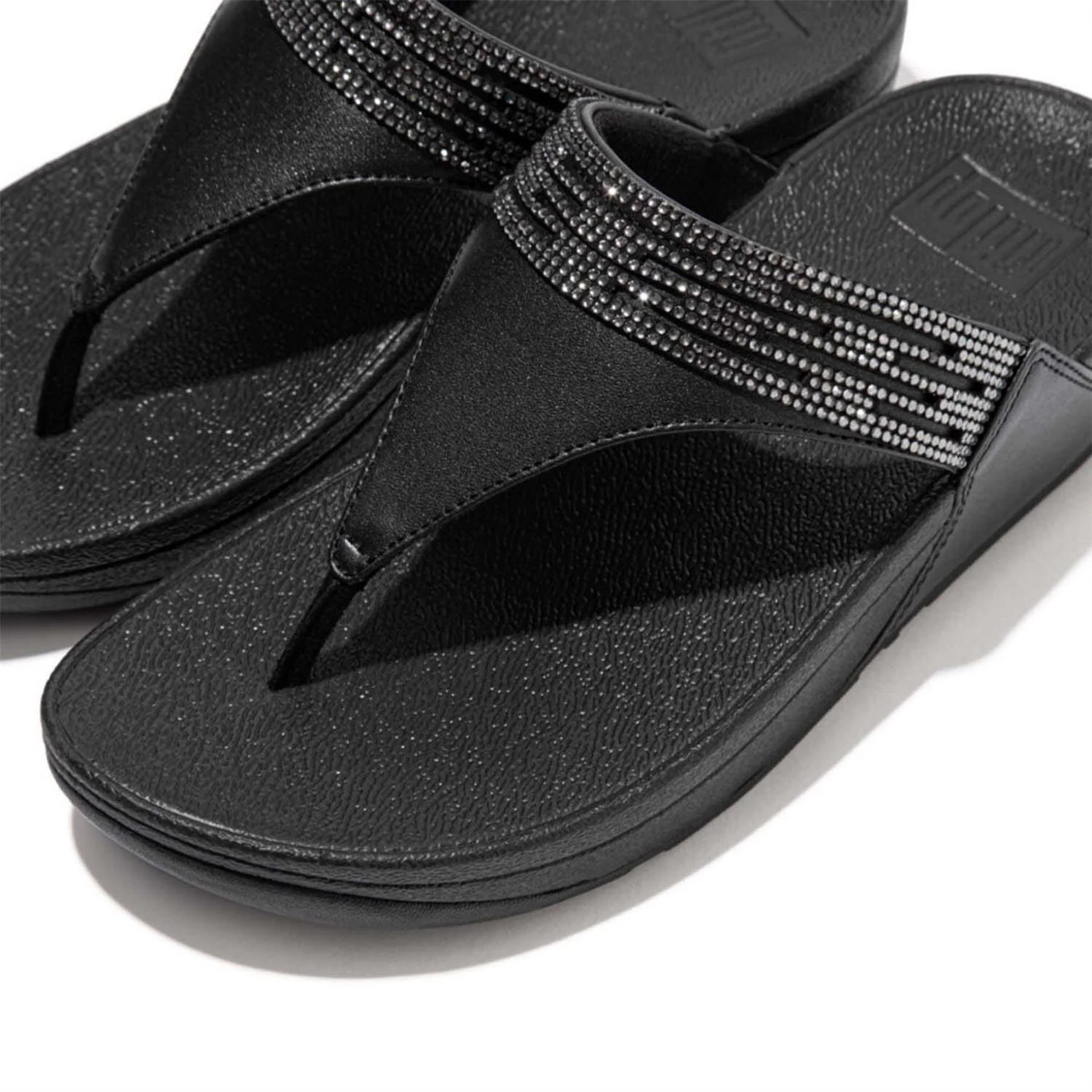 Fitflop Lulu Lasercrystal Leather Toe Post Sandals - Image 4