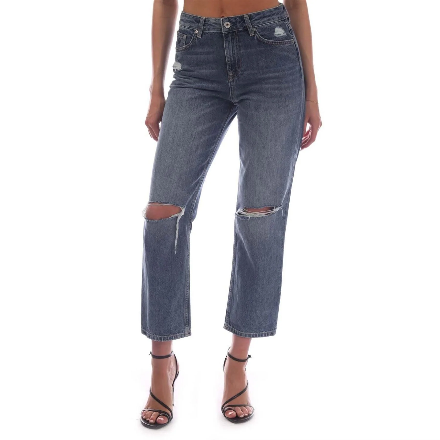 Gant Relaxed Fit Cropped Ripped Jeans