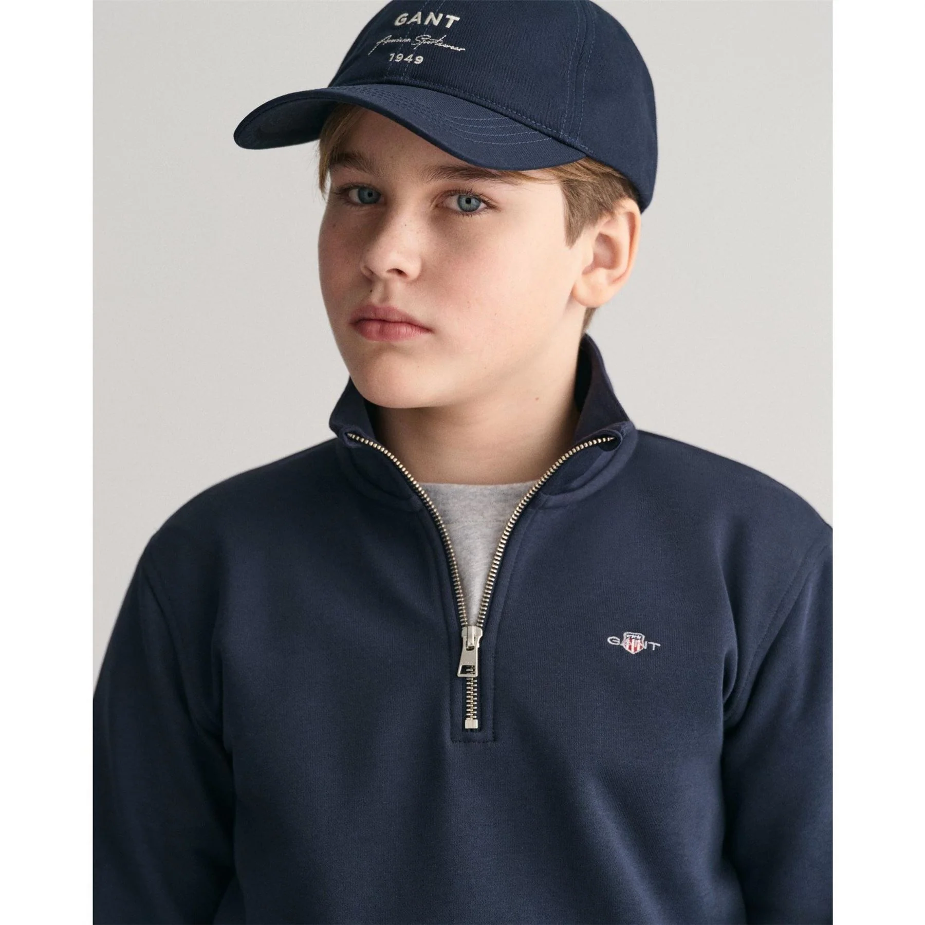 Gant Zip Neck Logo Print Regular Fit Sweatshirt - Image 3