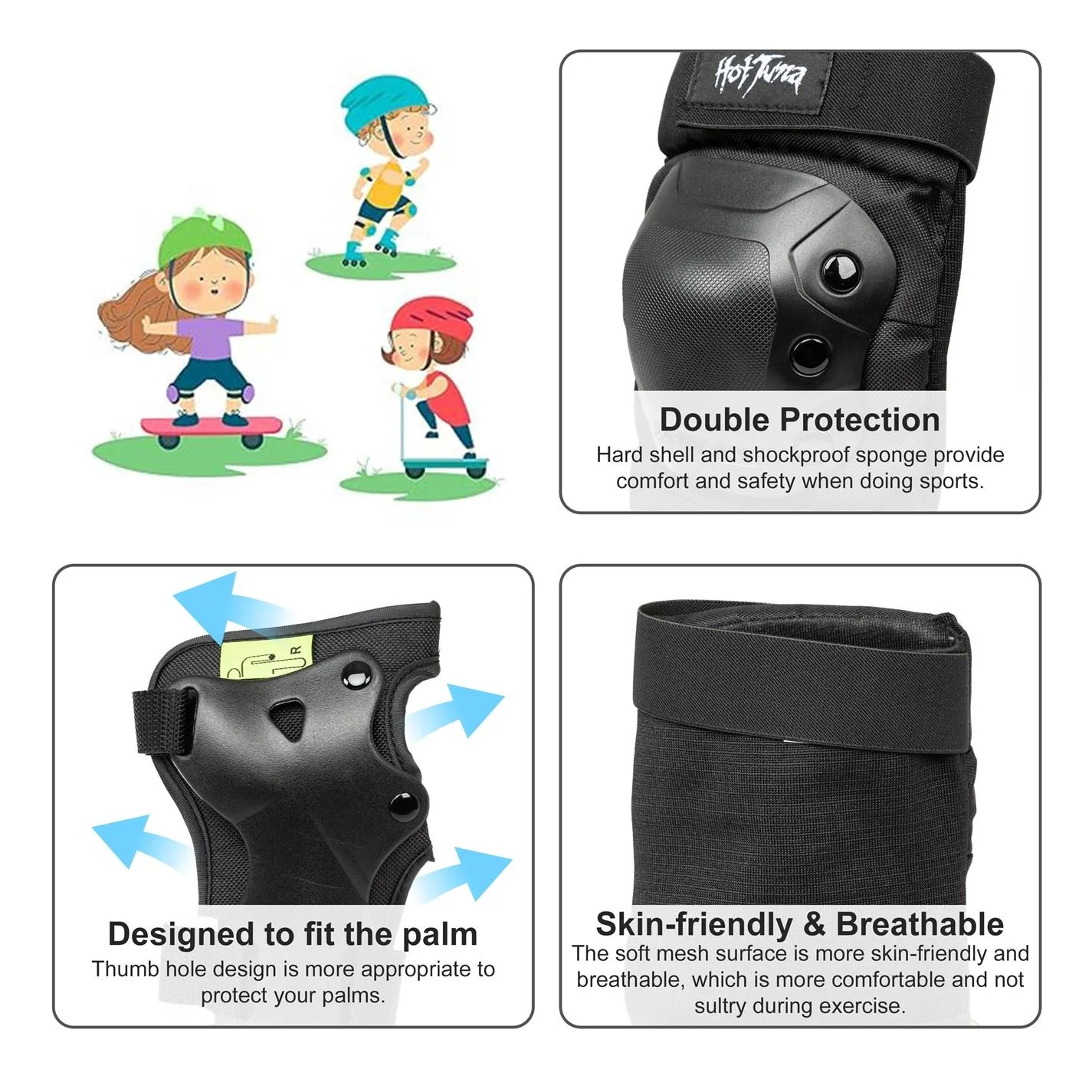 Hot Tuna Skate Protector 3pc Set   Knee Pads Elbow Pad And Wrist Guards - Image 10