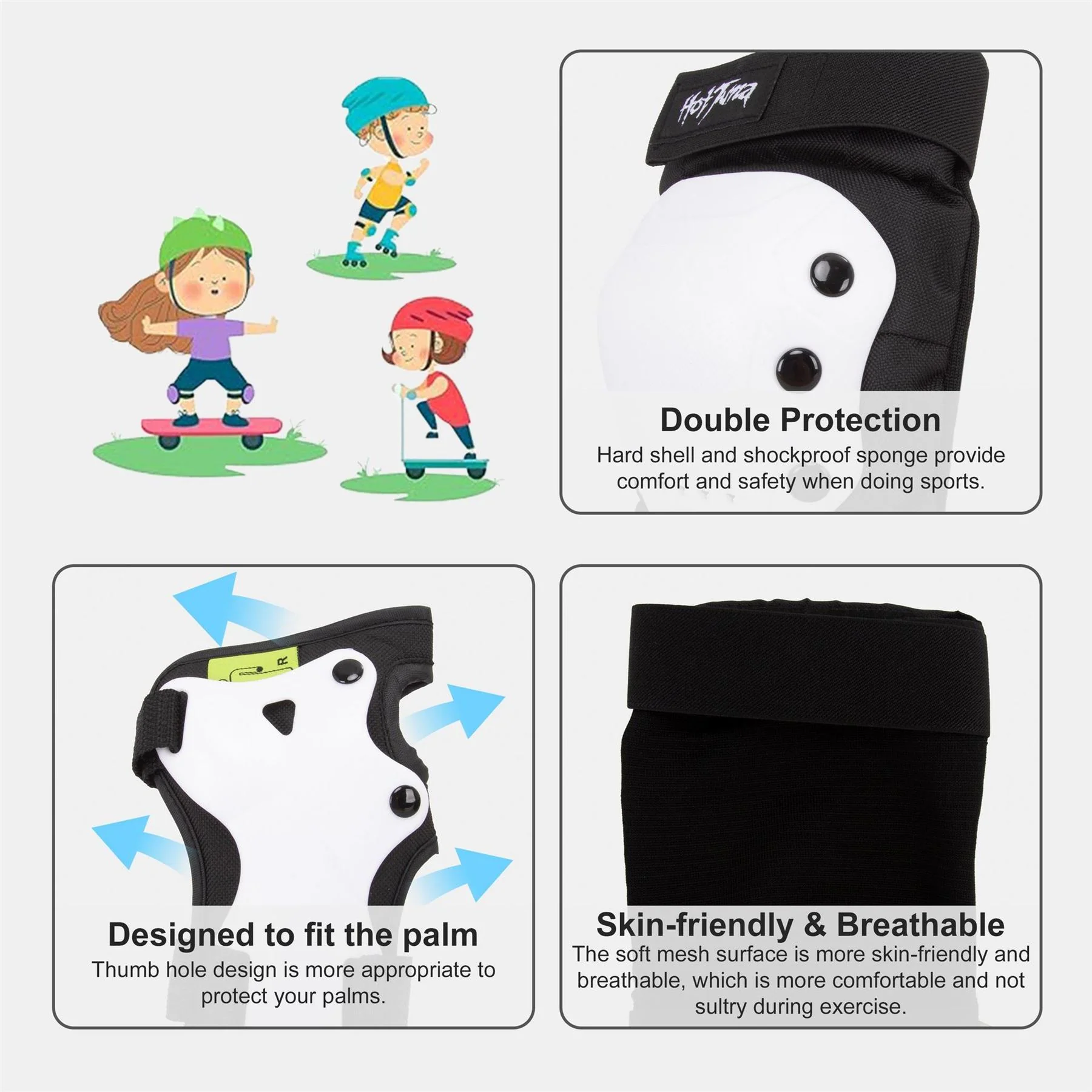 Hot Tuna Skate Protector 3pc Set   Knee Pads Elbow Pad And Wrist Guards - Image 4