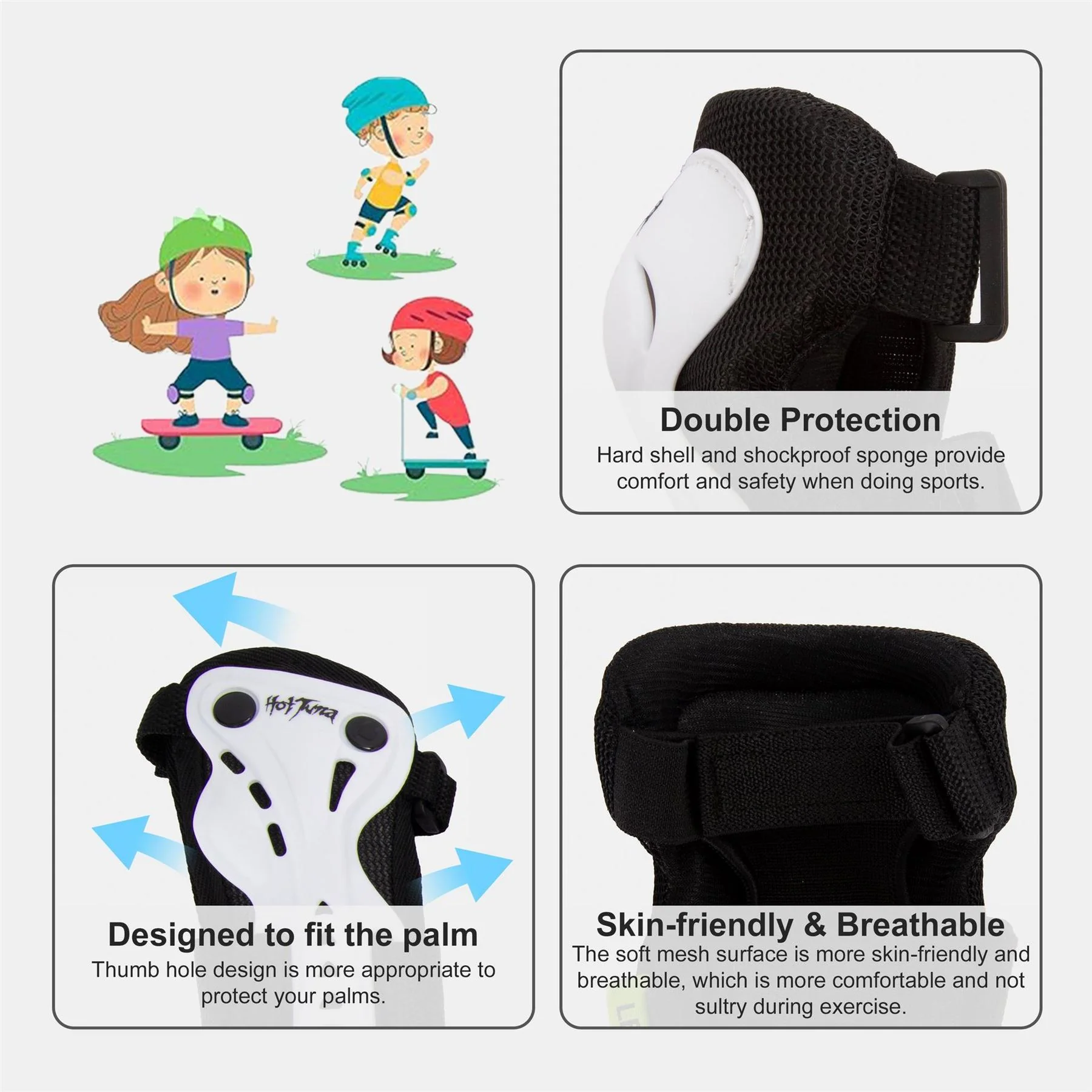 Hot Tuna Youth Skate Protector 3pc Set   Knee Pads Elbow Pad And Wrist Guards - Image 4