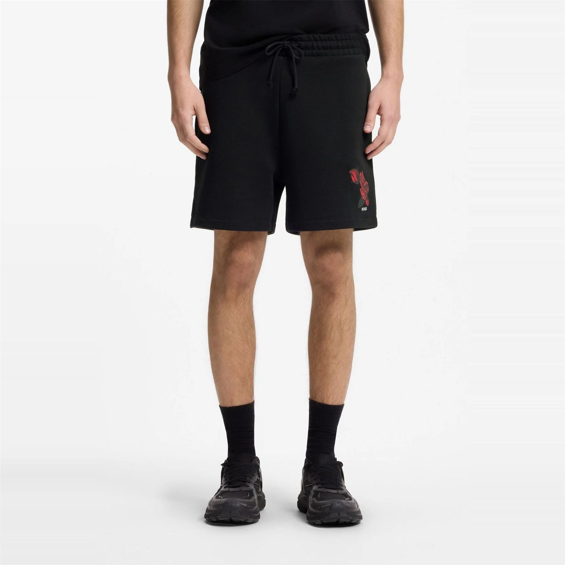 Hugo Soft Fleece Jogger Shorts With Graphic Detail - Image 2