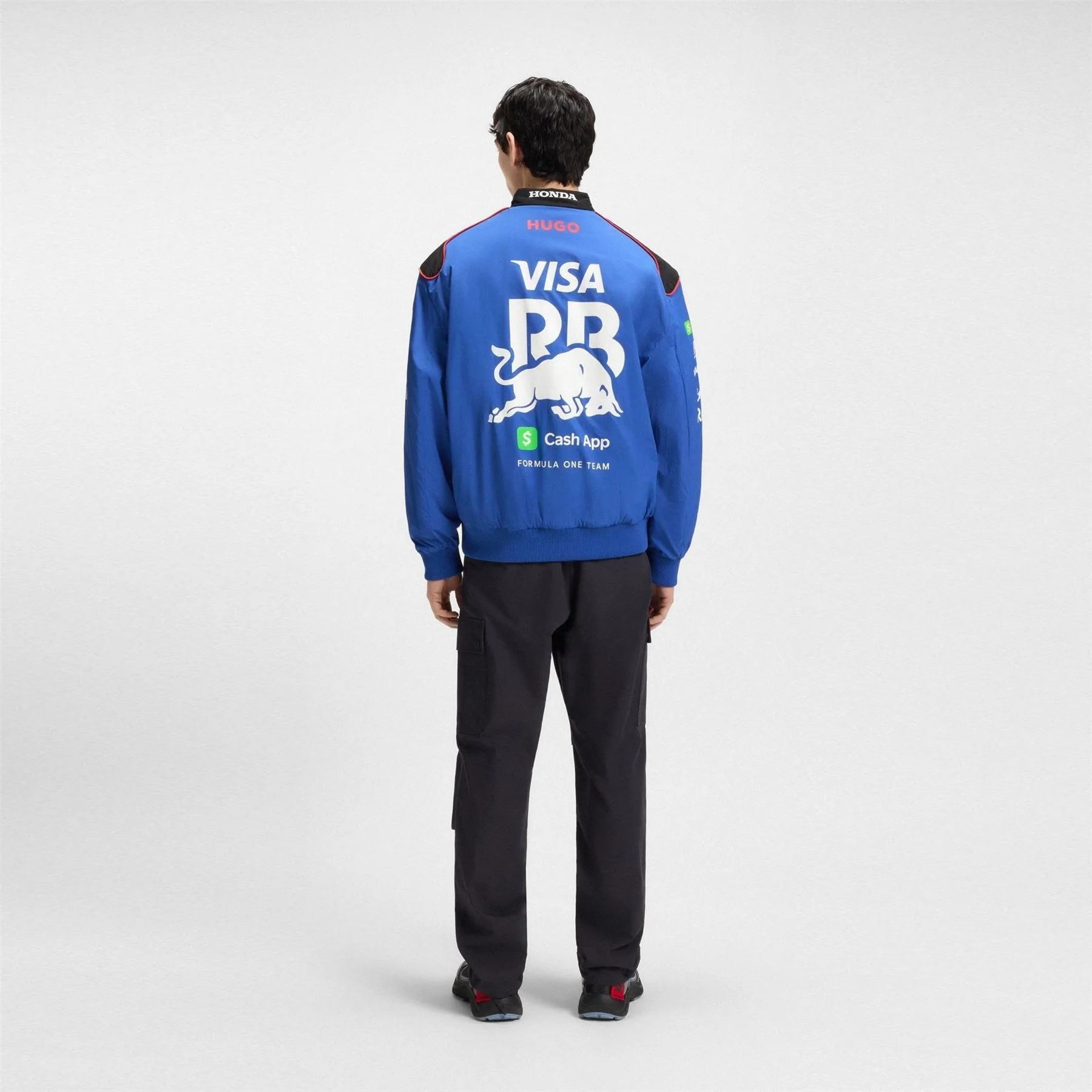 Hugo Formula One Snap Button Ribbed Cuff Bomber Jacket - Image 4